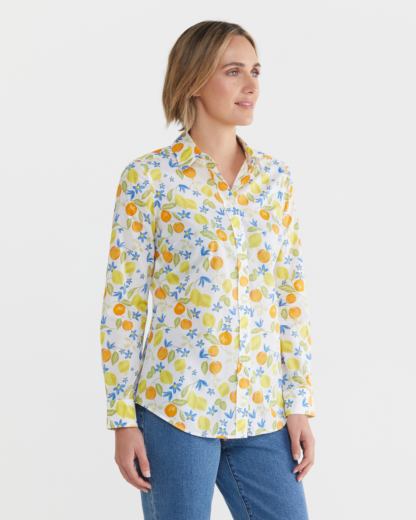 Citron Lily Voile Shirt in MULTI WHITE