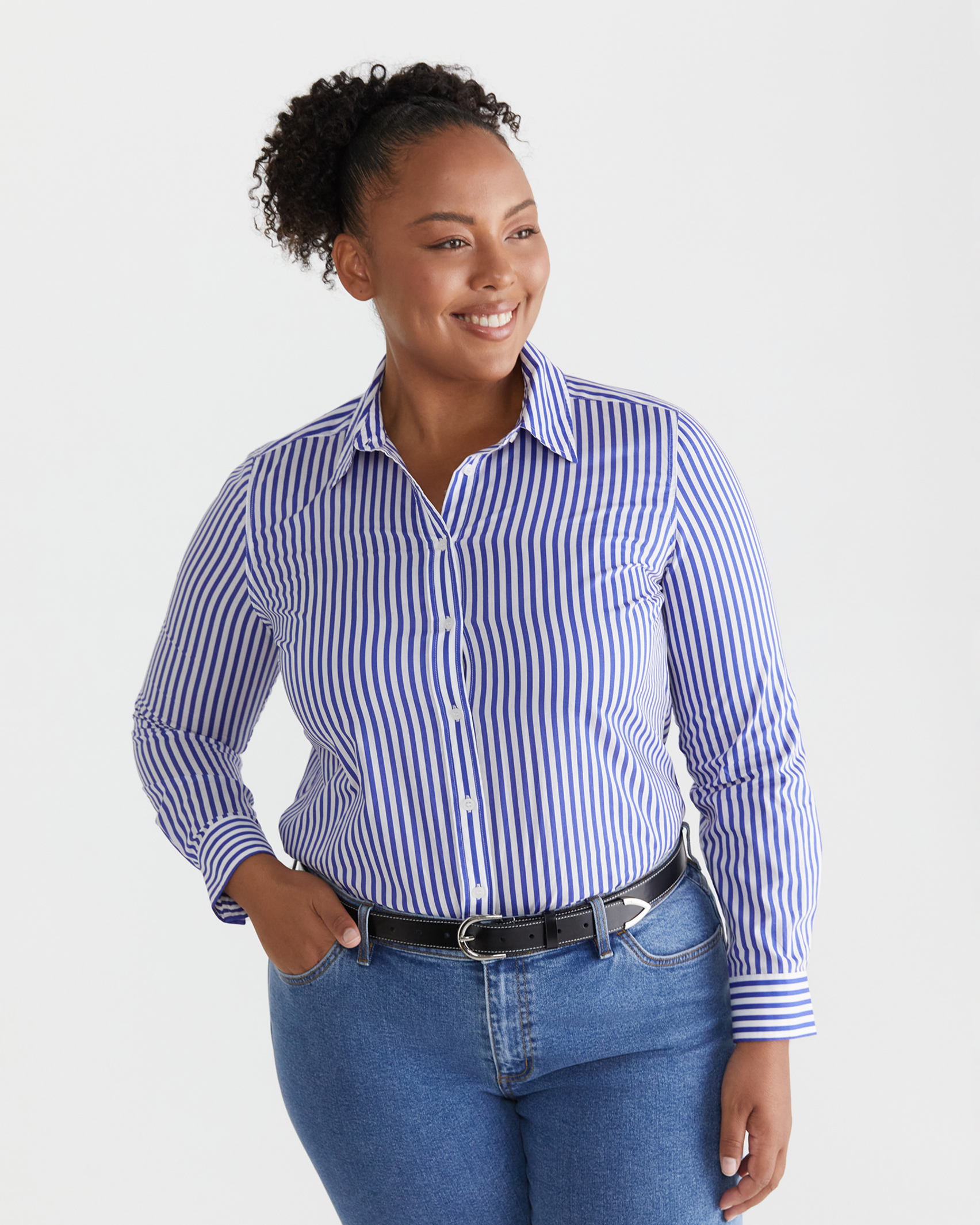 Stripe Lily Voile Shirt in BLUE/WHITE
