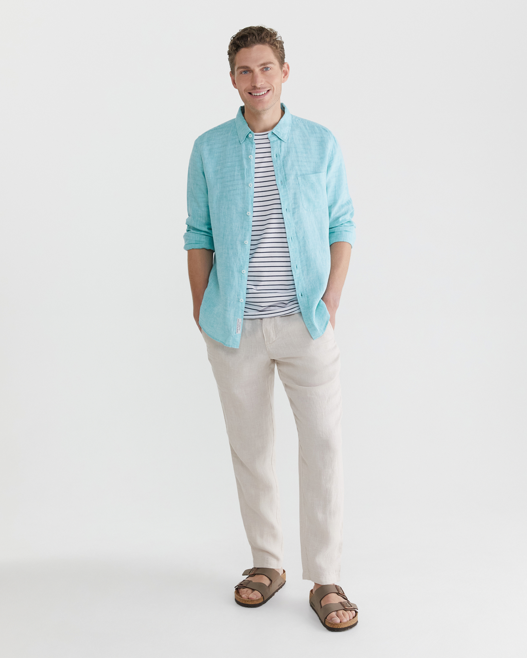 Yard Dyed Linen Shirt in TEAL