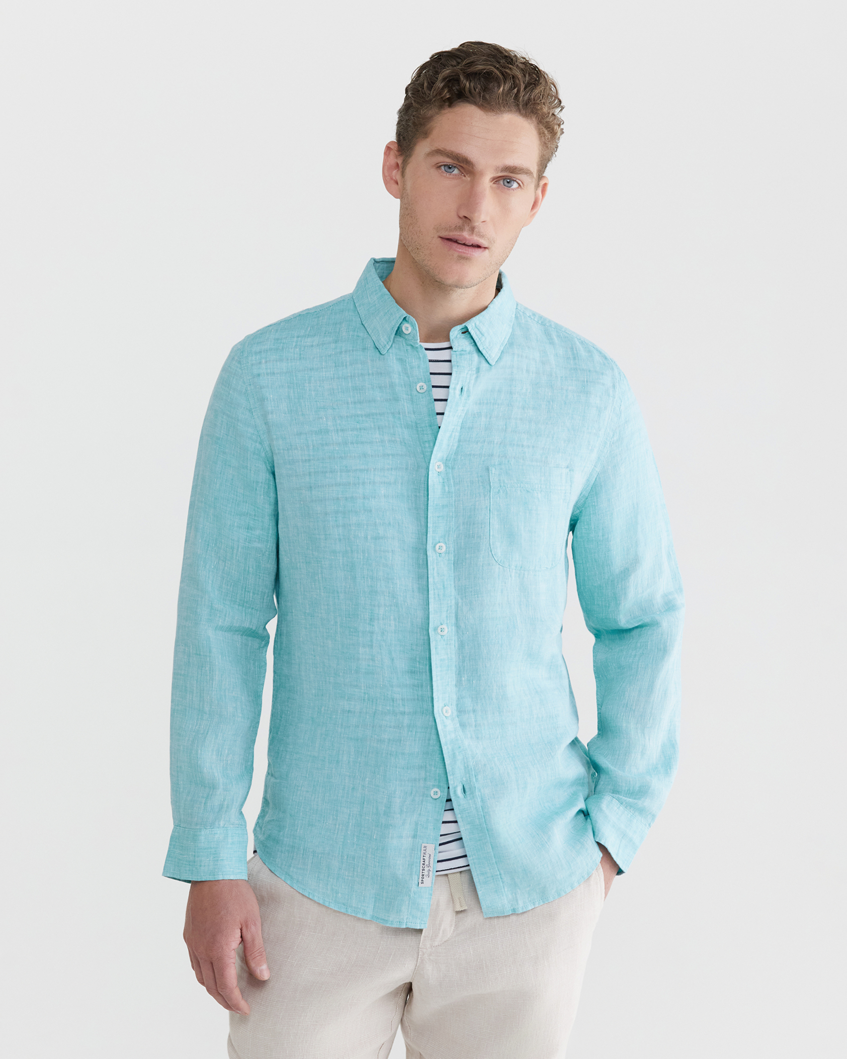 Yard Dyed Linen Shirt in TEAL