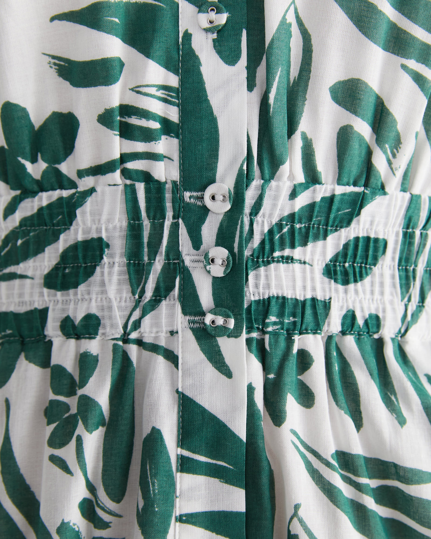 Farrah Cotton Voile Dress in WHITE/GREEN