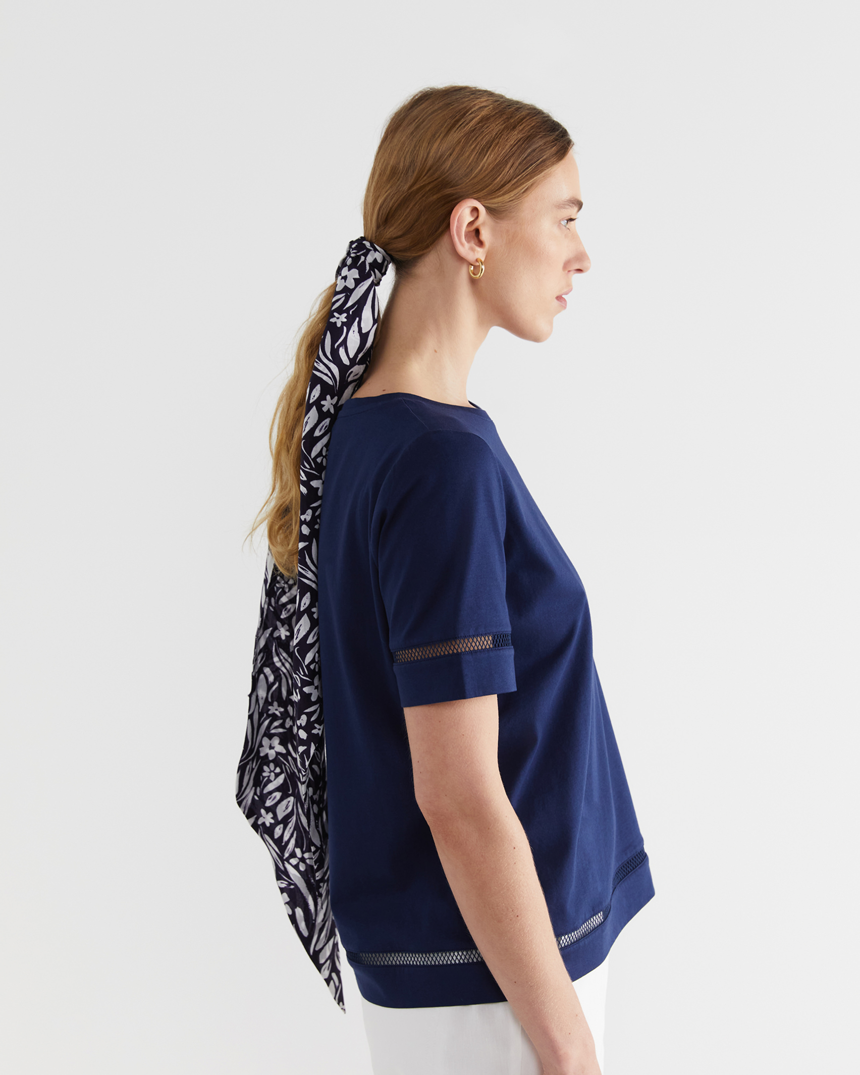 Farrah Silk Scarf in NAVY MULTI