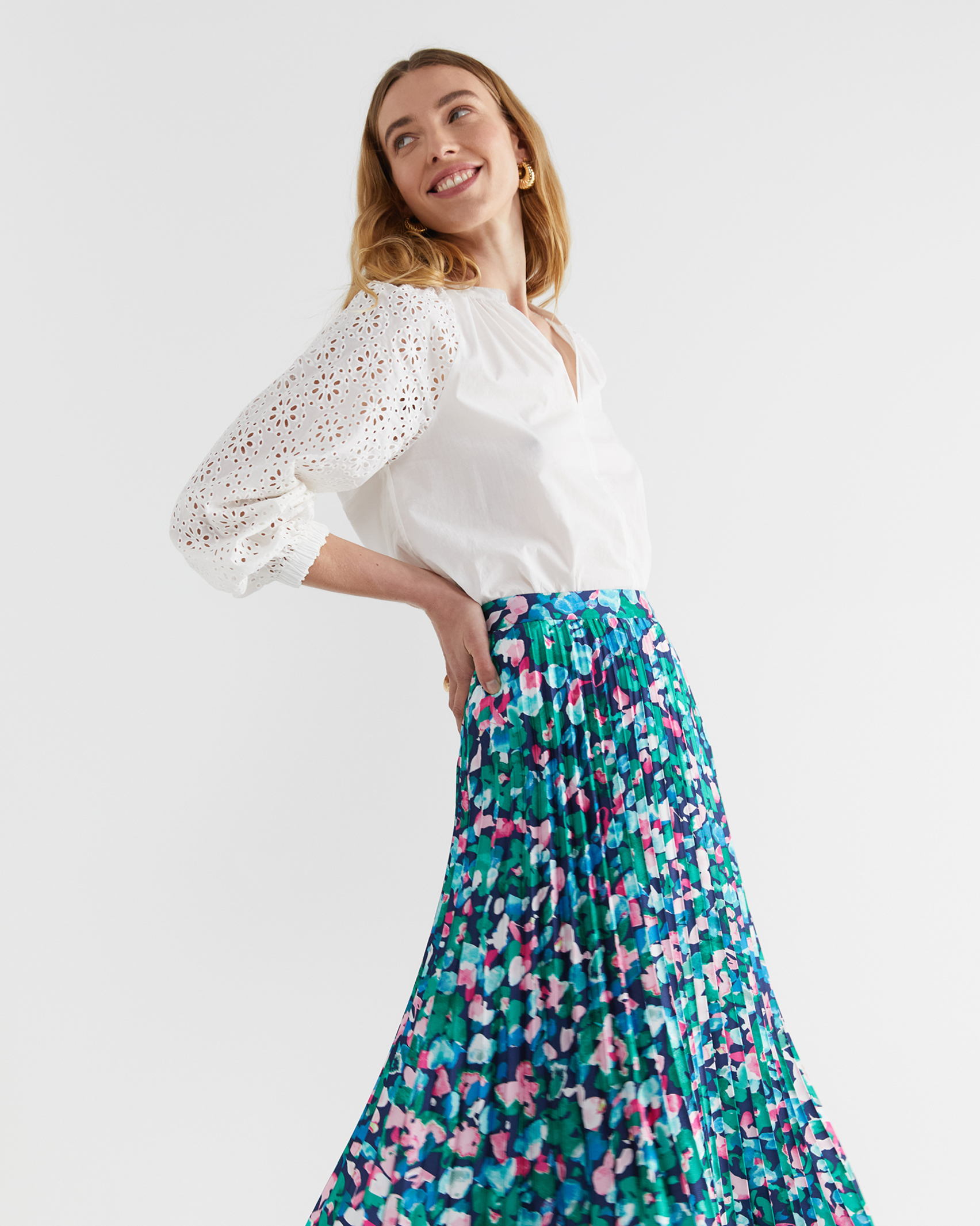 Carolina Pleat Skirt in BLUE MULTI