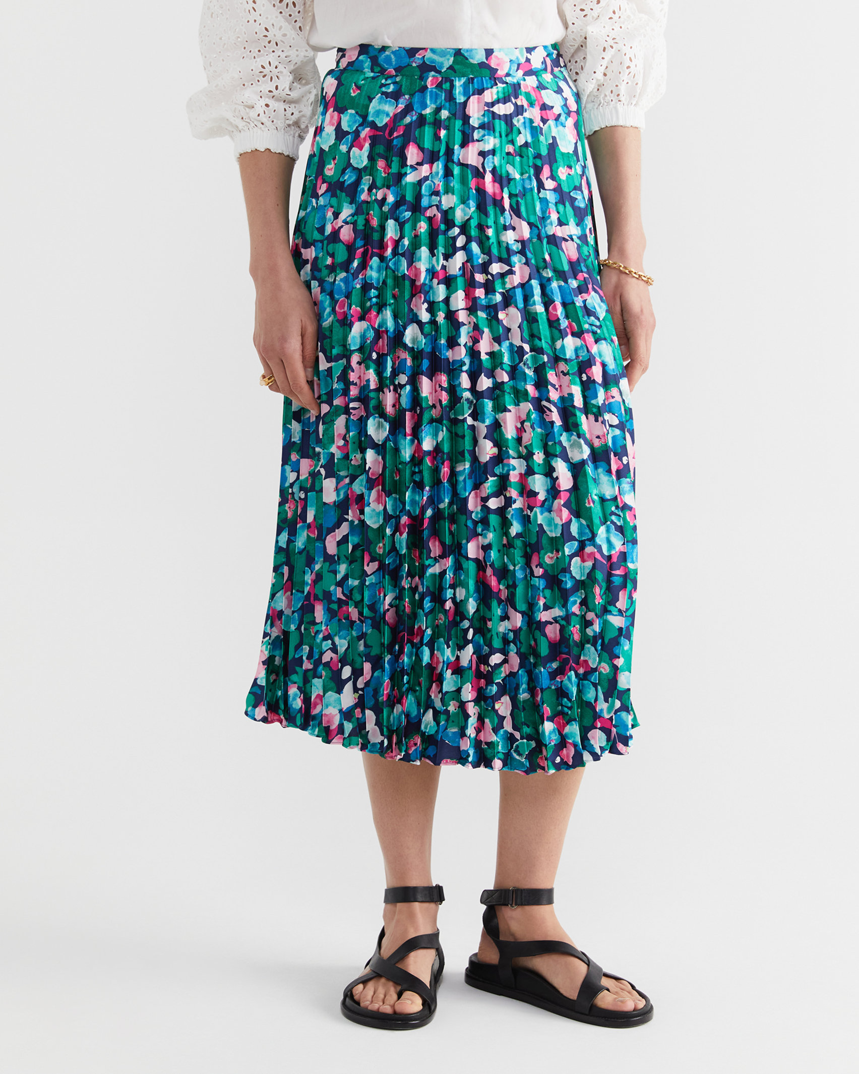 Carolina Pleat Skirt in BLUE MULTI