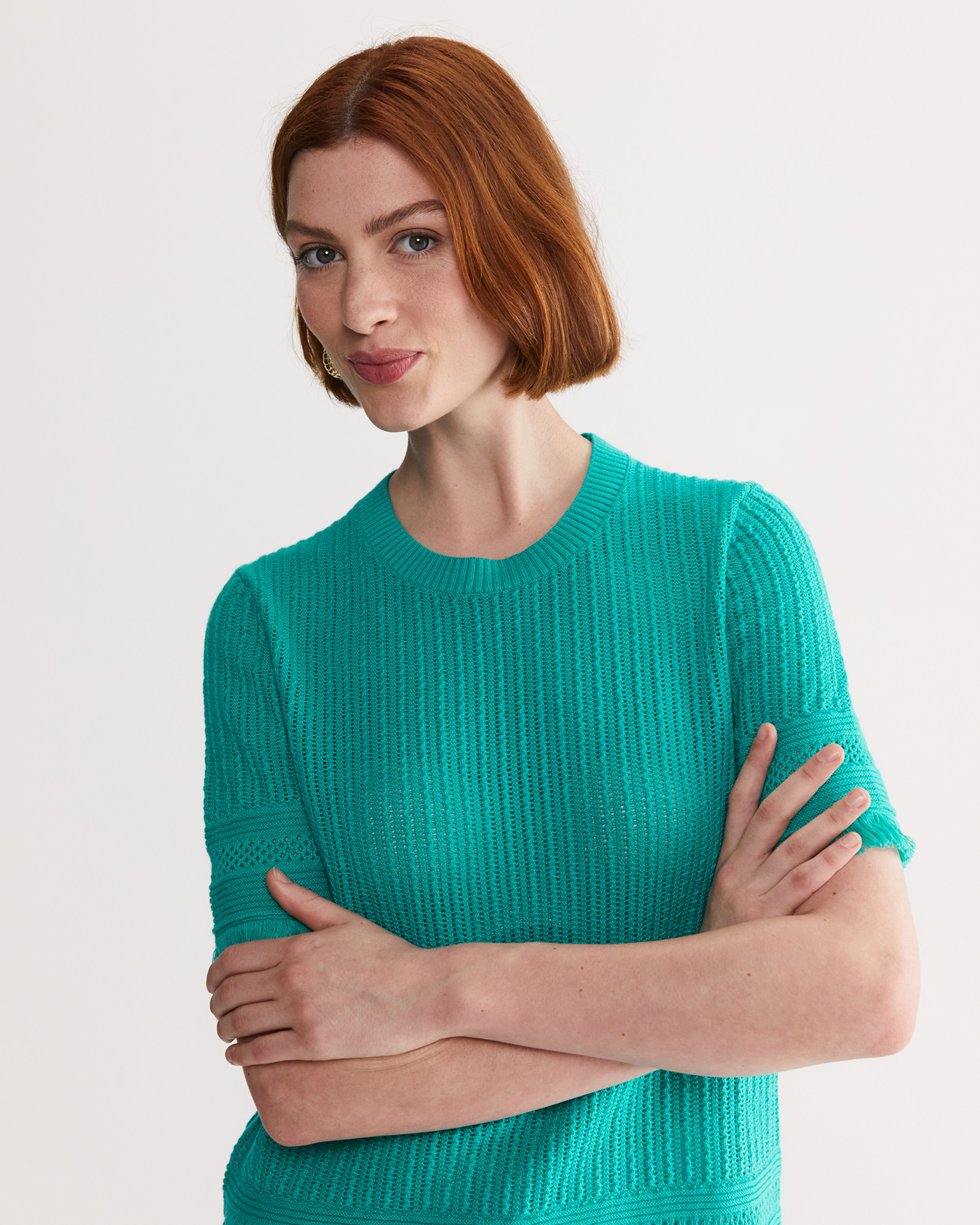 Cynthia Fringe Knit in TURQUOISE