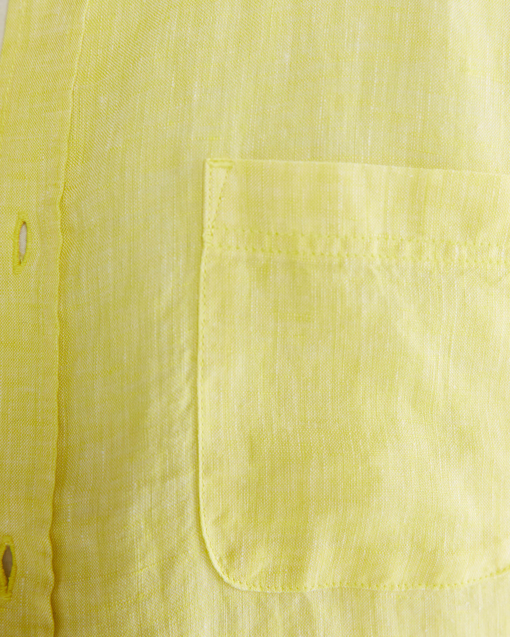 Yarn Dyed Linen Short Sleeve Shirt in LEMON