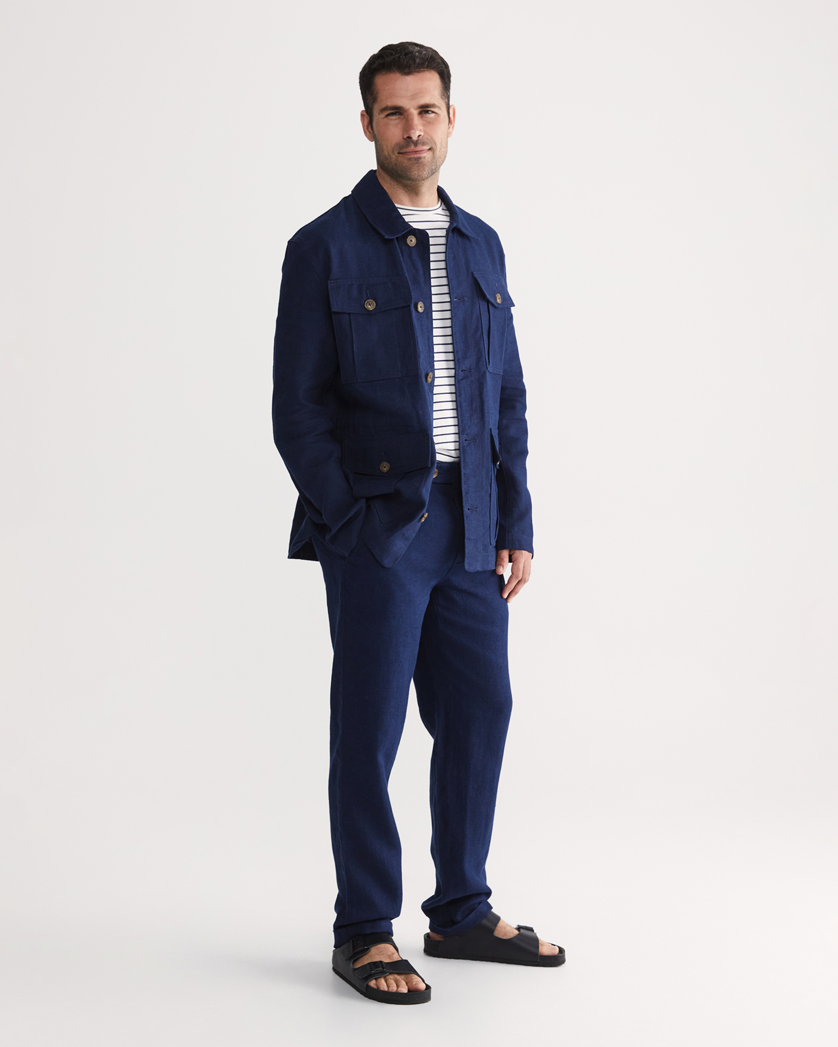 Linen Field Jacket in NAVY