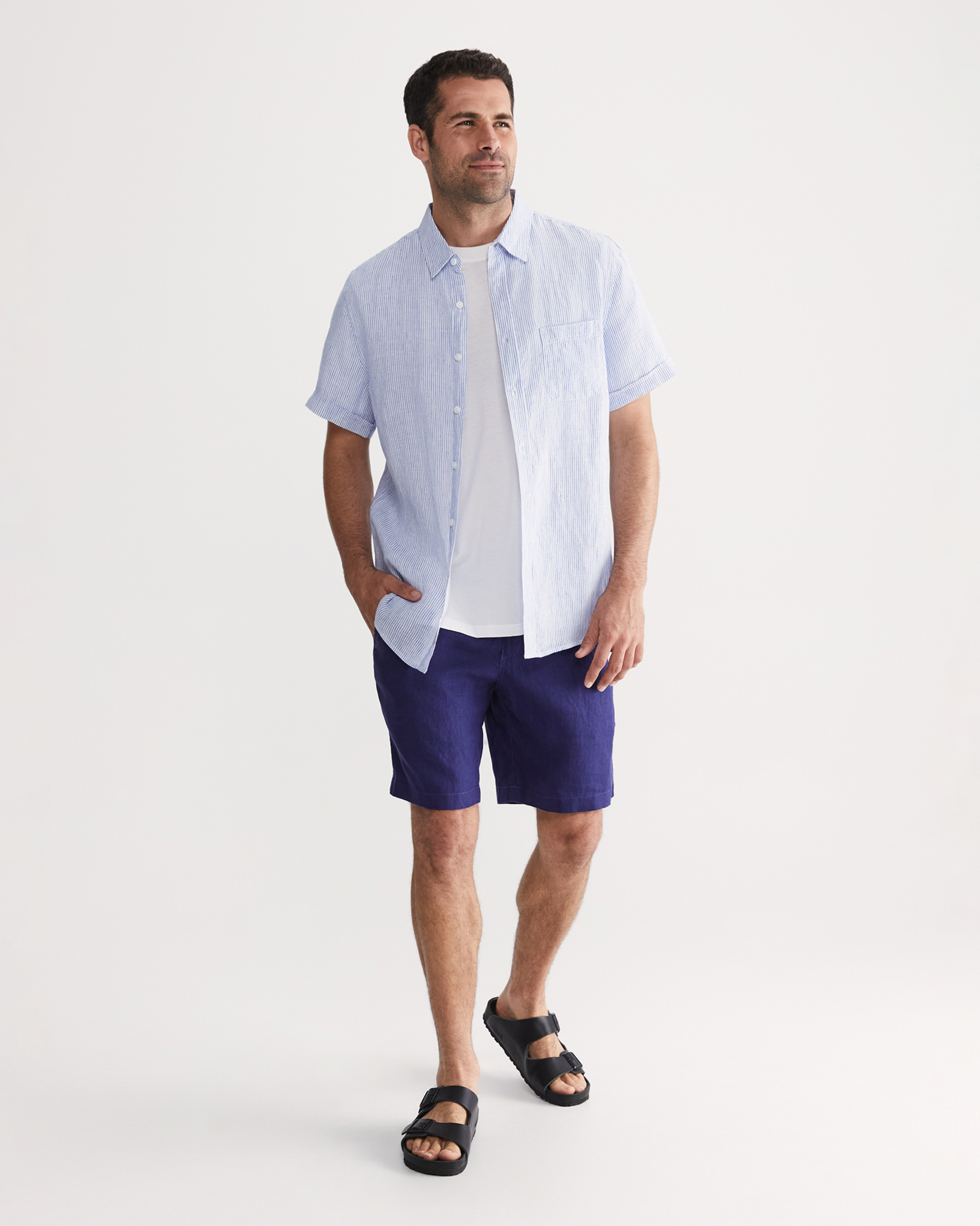 Stripe Linen Shirt in BLUE/WHITE