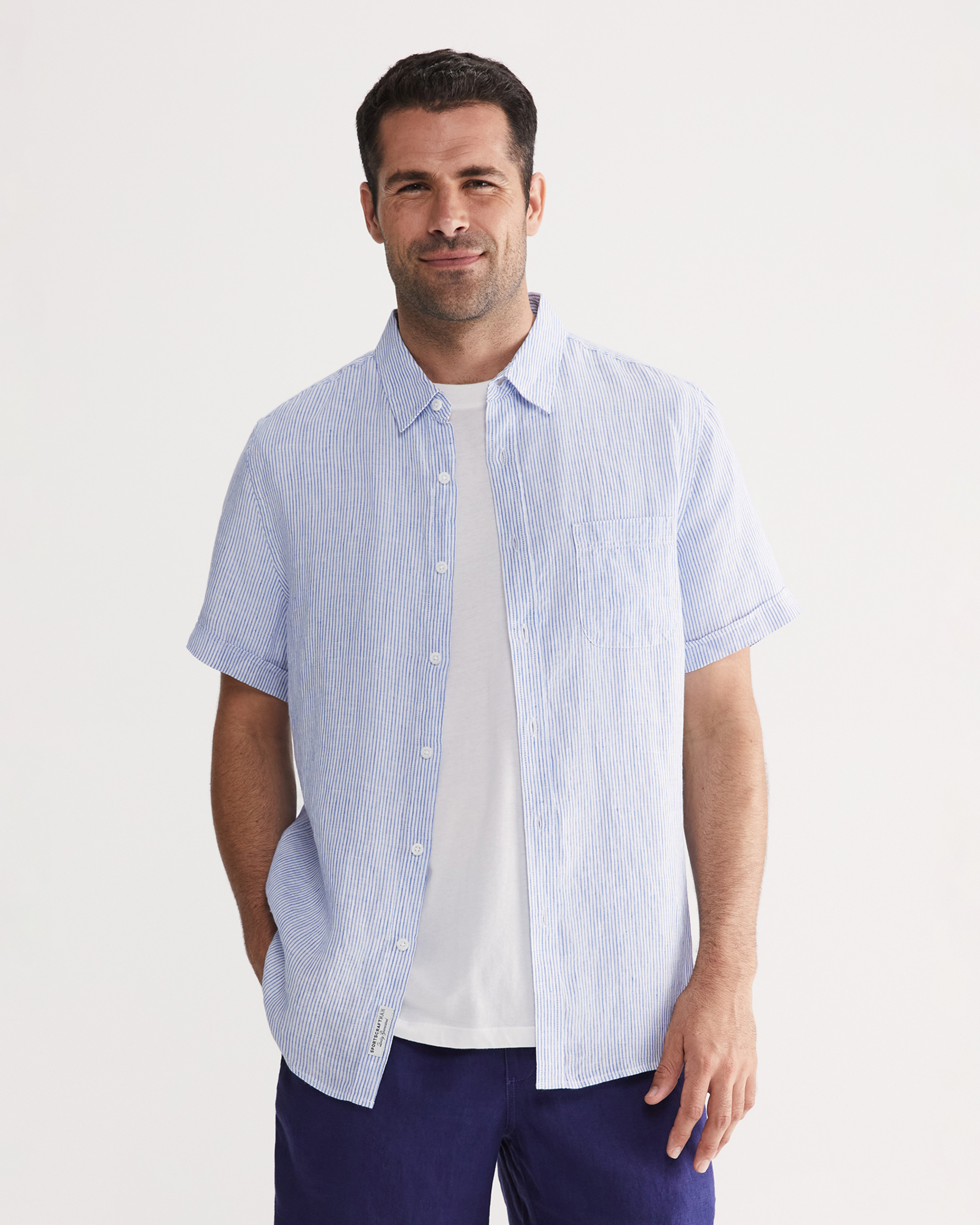 Stripe Linen Shirt in BLUE/WHITE
