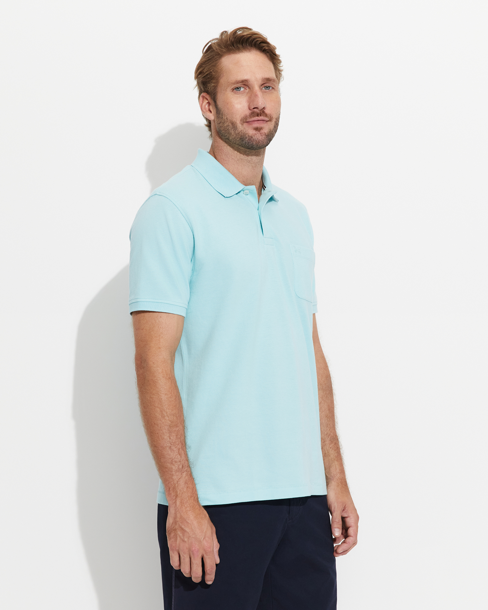 Pocket Pique Polo in AQUA