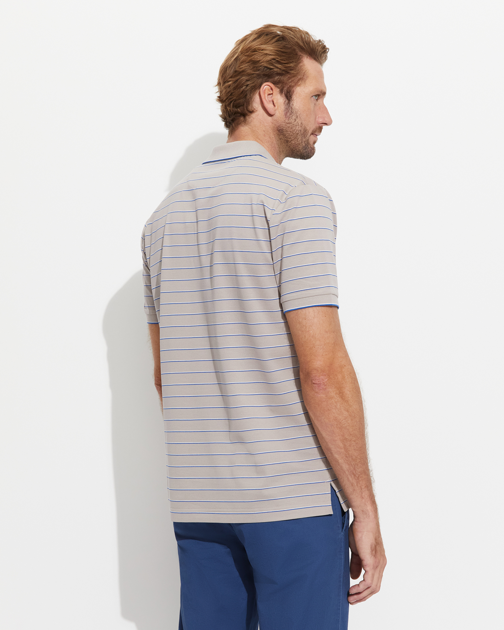 Conran Mercerised Stripe Polo in BIRCH