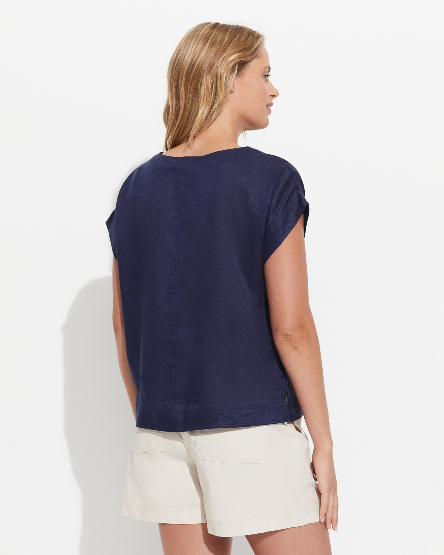 Allegra Linen Top in NAVY