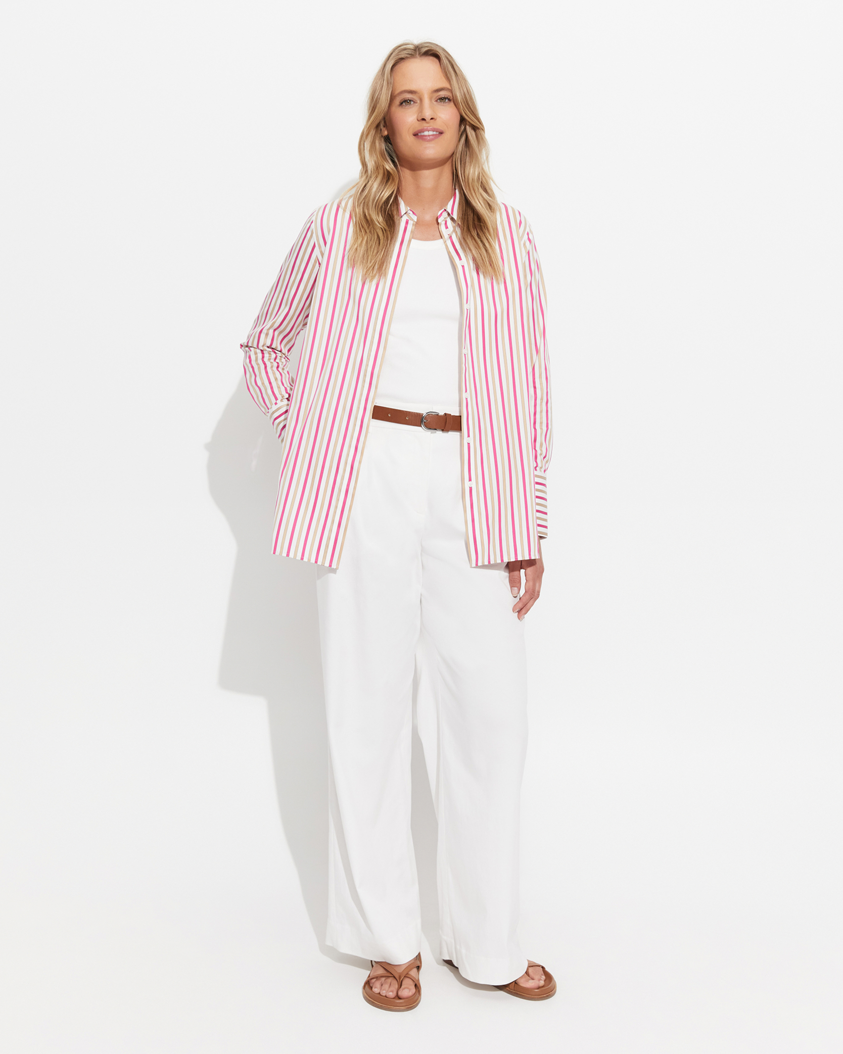 Stella Stripe Cotton Shirt in PINK MULTI