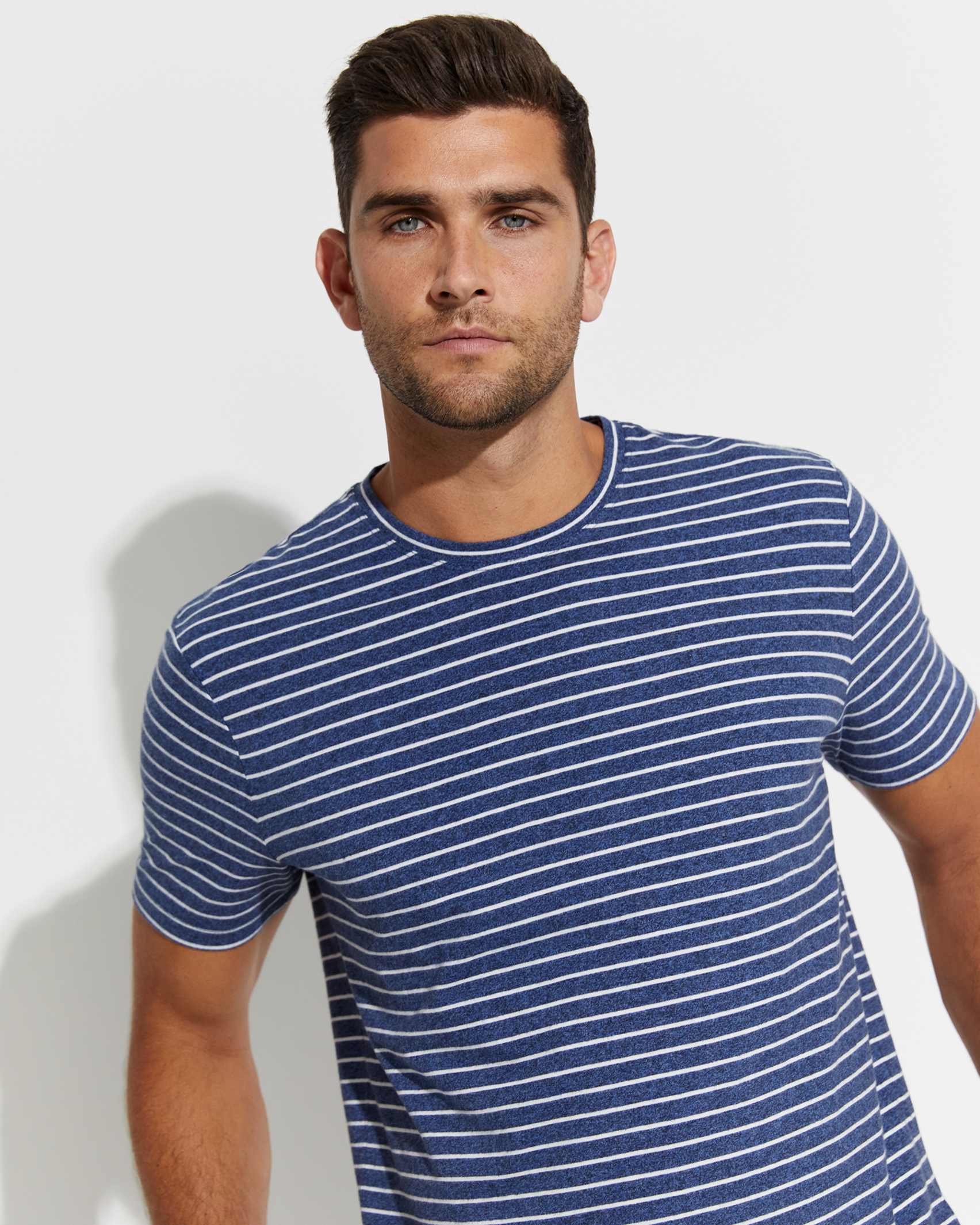 Stripe Melange Tee in MARINE