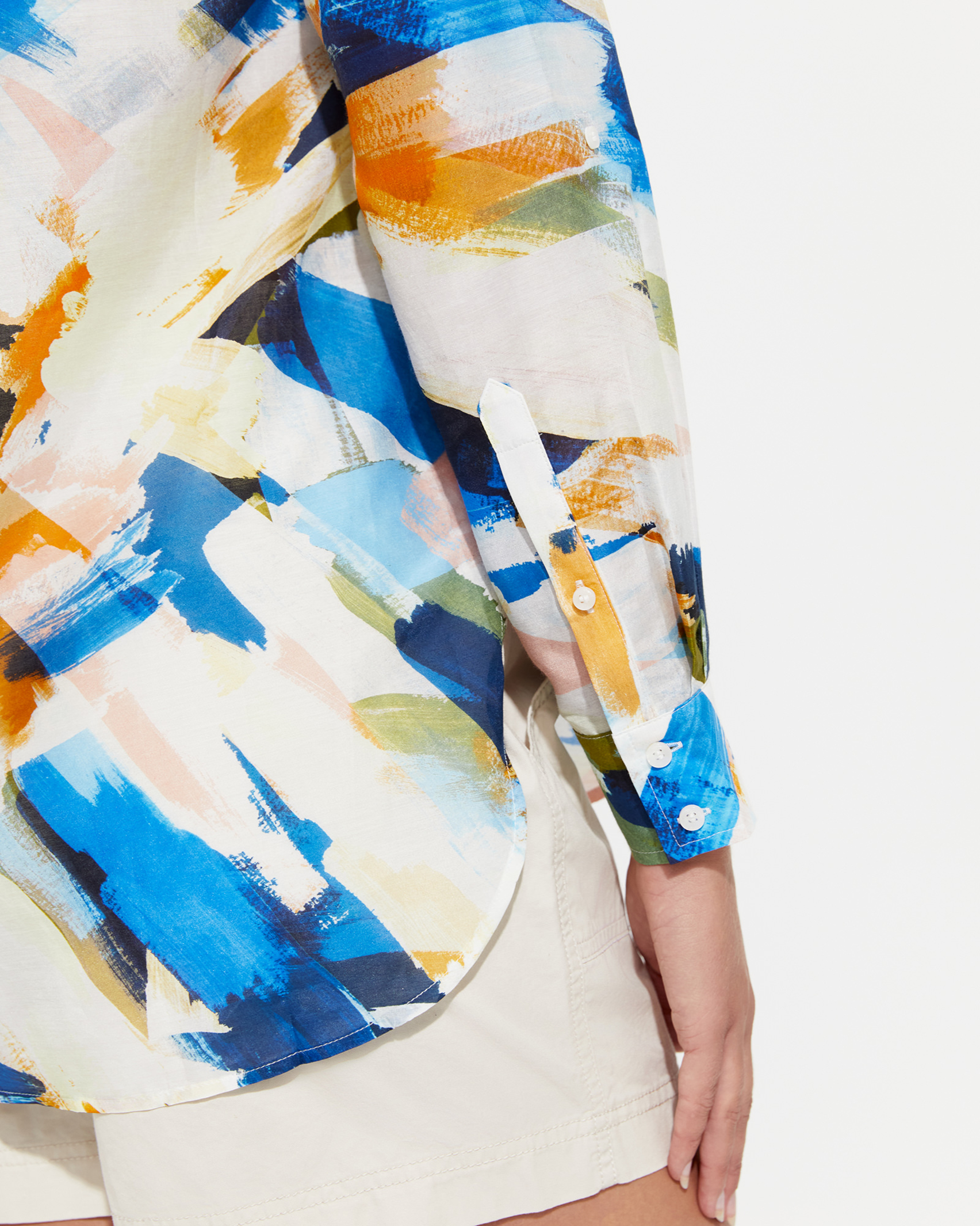 Carmen Cotton Silk Shirt in BLUE MULTI