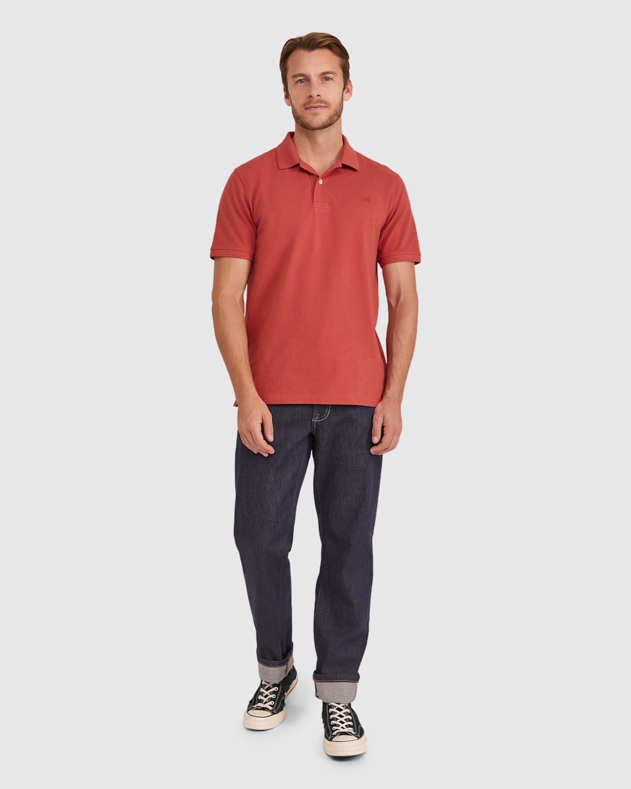 Pique Polo in BURNT ORANGE