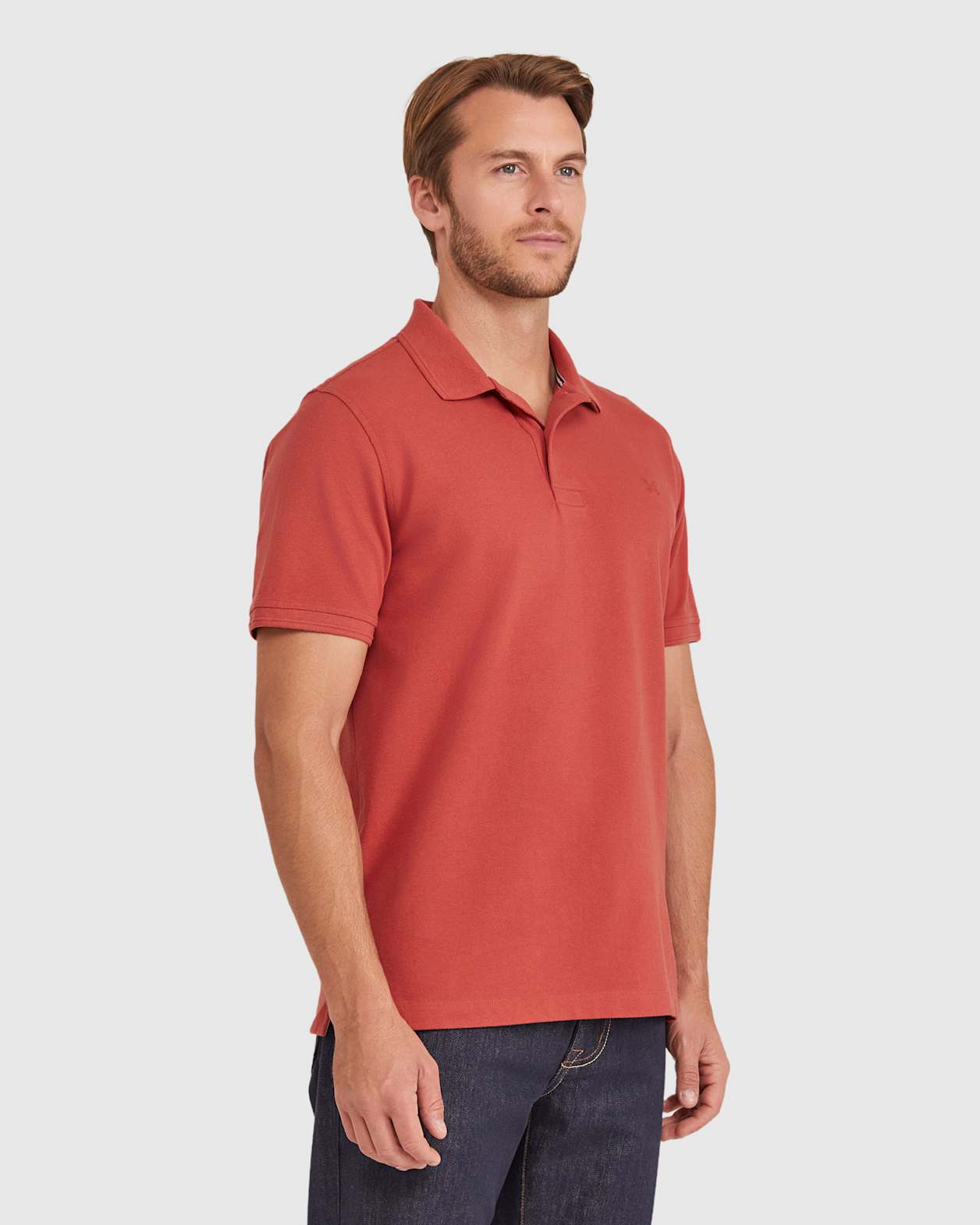 Pique Polo in BURNT ORANGE