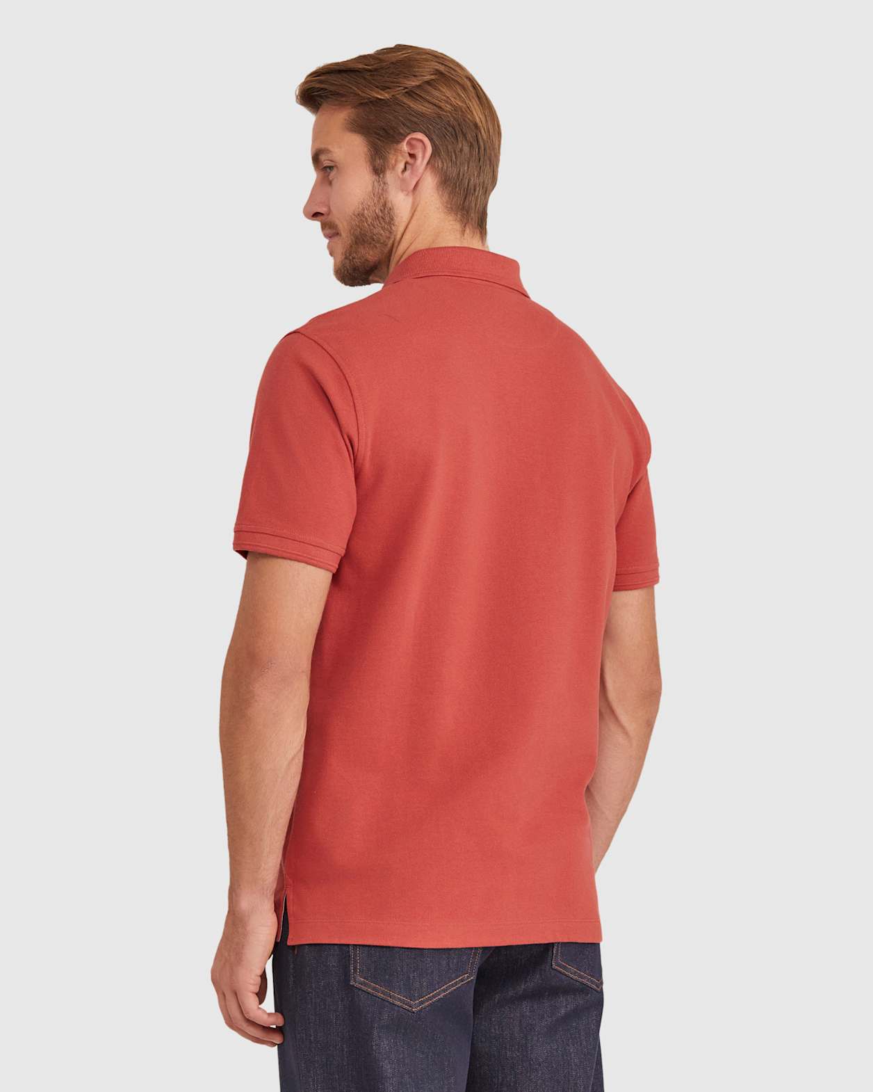 Pique Polo in BURNT ORANGE