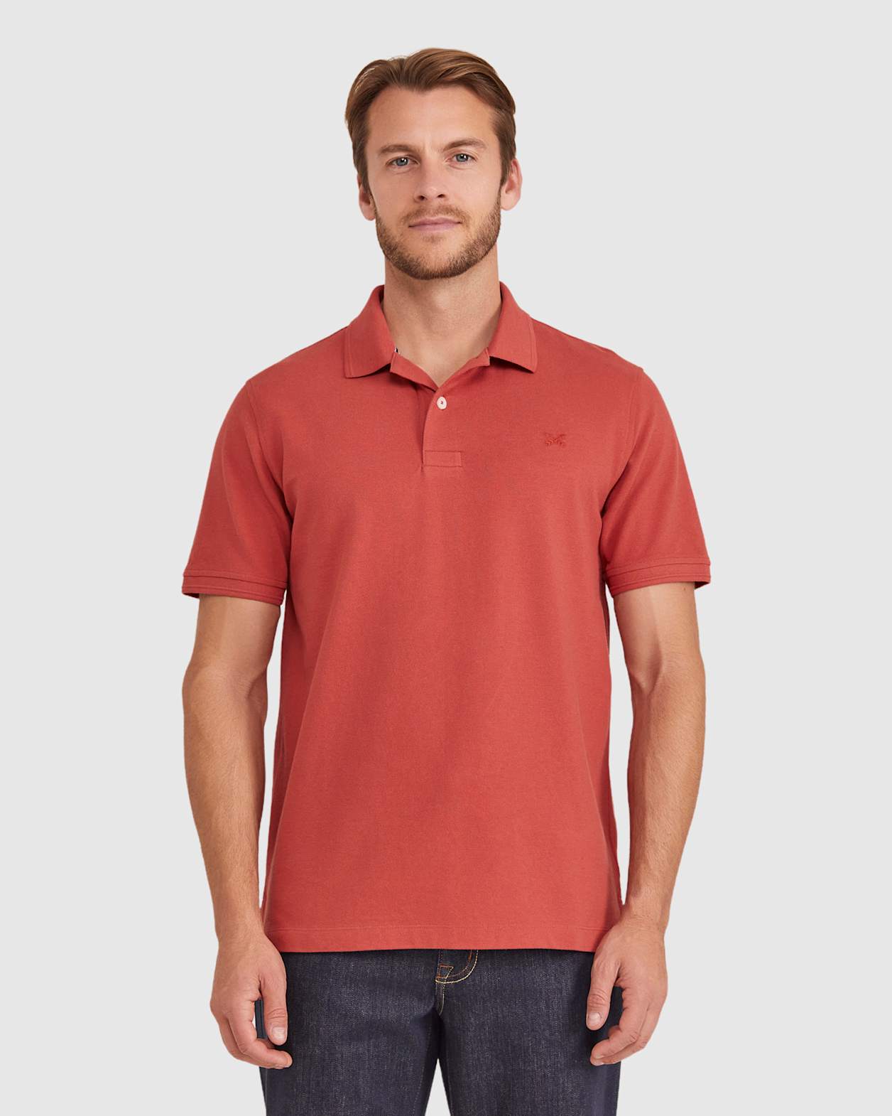 Pique Polo in BURNT ORANGE
