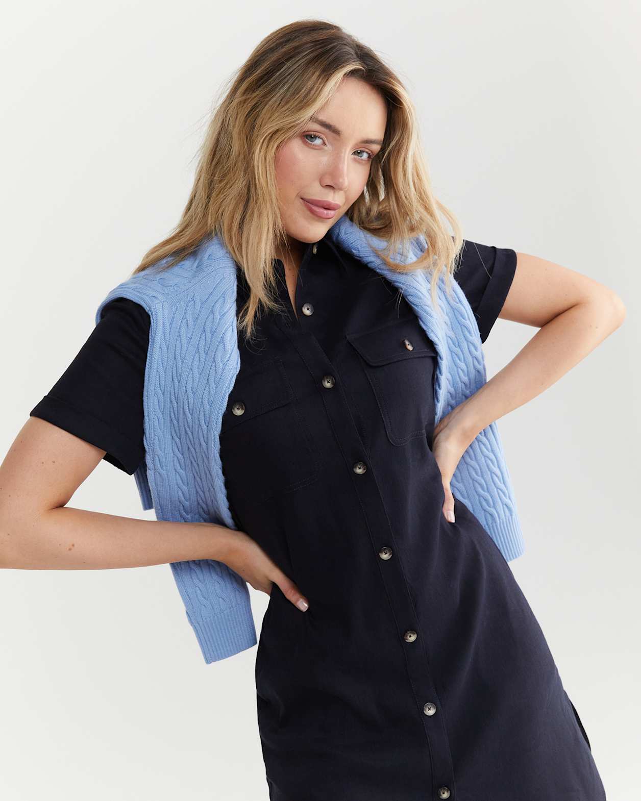 Rosa Shirt Dress in CLASSIC NAVY