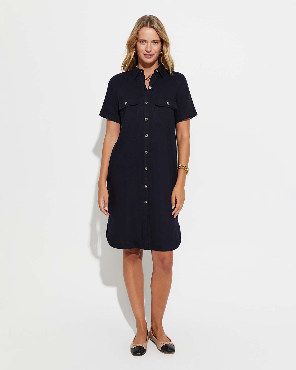 Rosa Shirt Dress in CLASSIC NAVY