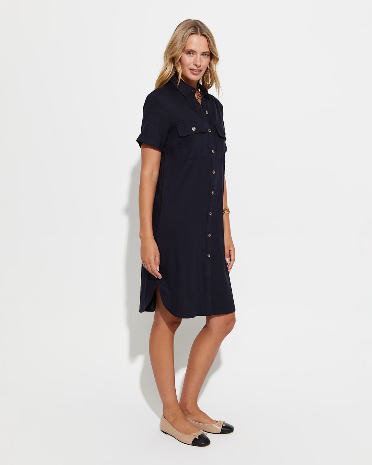 Rosa Shirt Dress in CLASSIC NAVY
