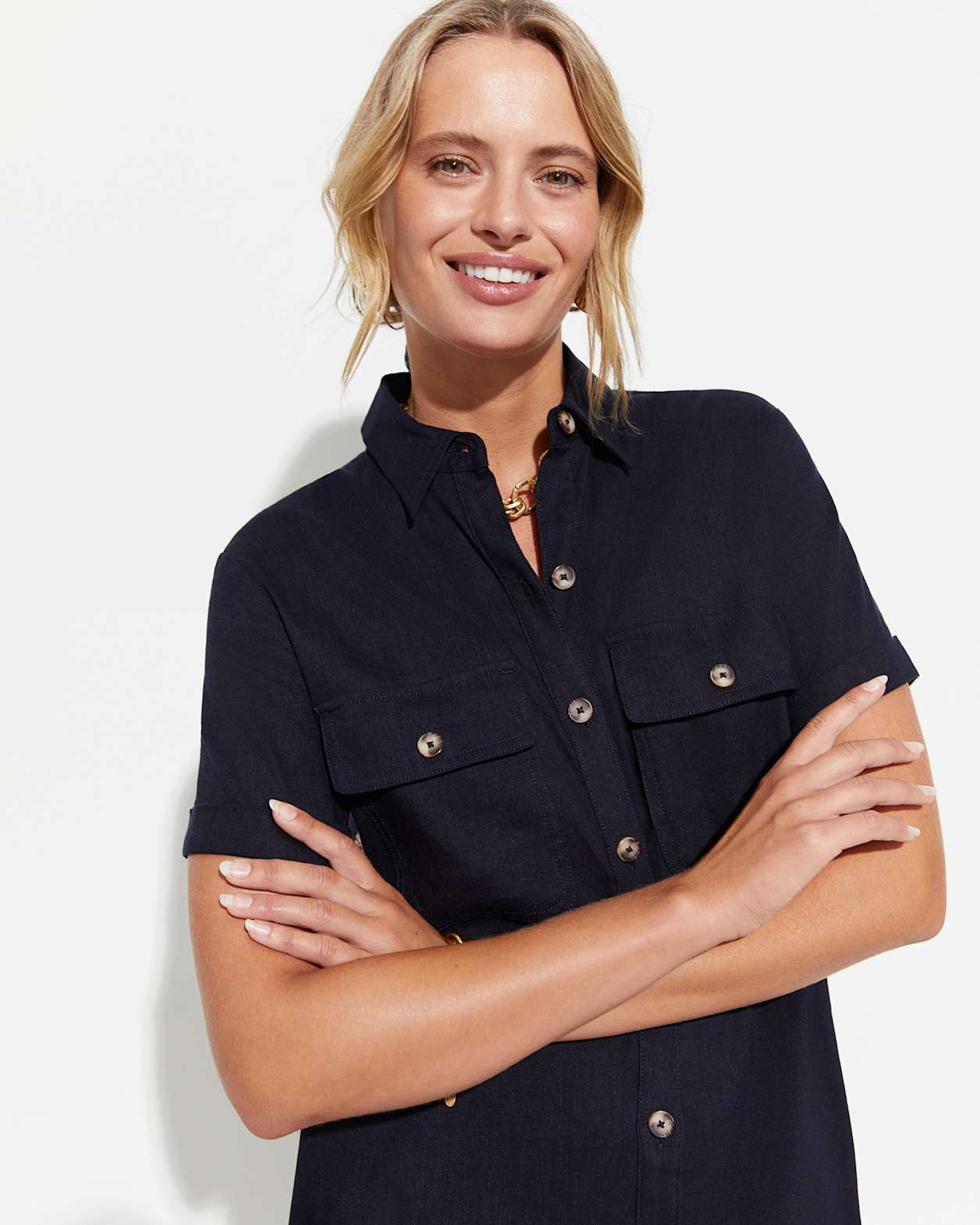 Rosa Shirt Dress in CLASSIC NAVY