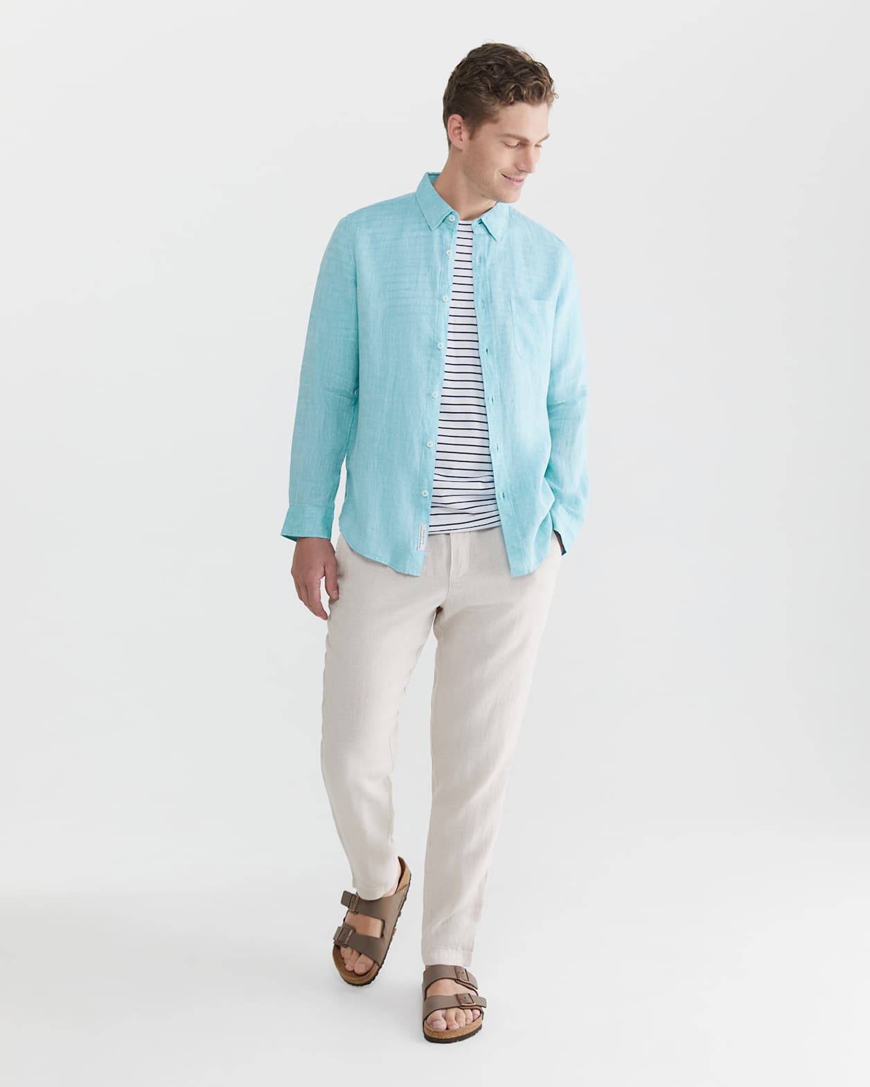 Yard Dyed Linen Shirt in TEAL