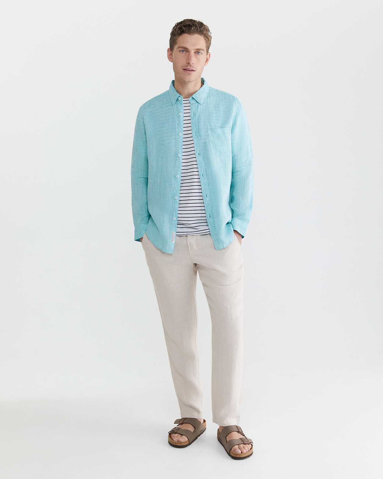 Yard Dyed Linen Shirt in TEAL