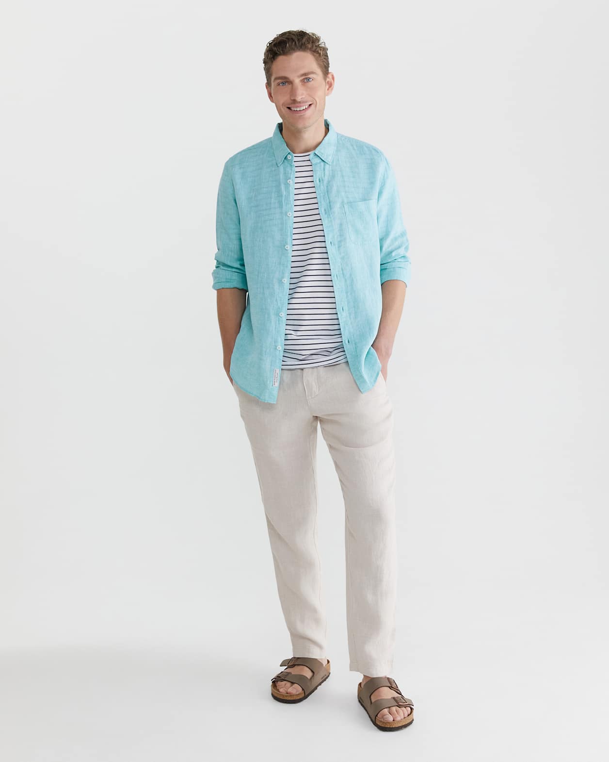 Yard Dyed Linen Shirt in TEAL