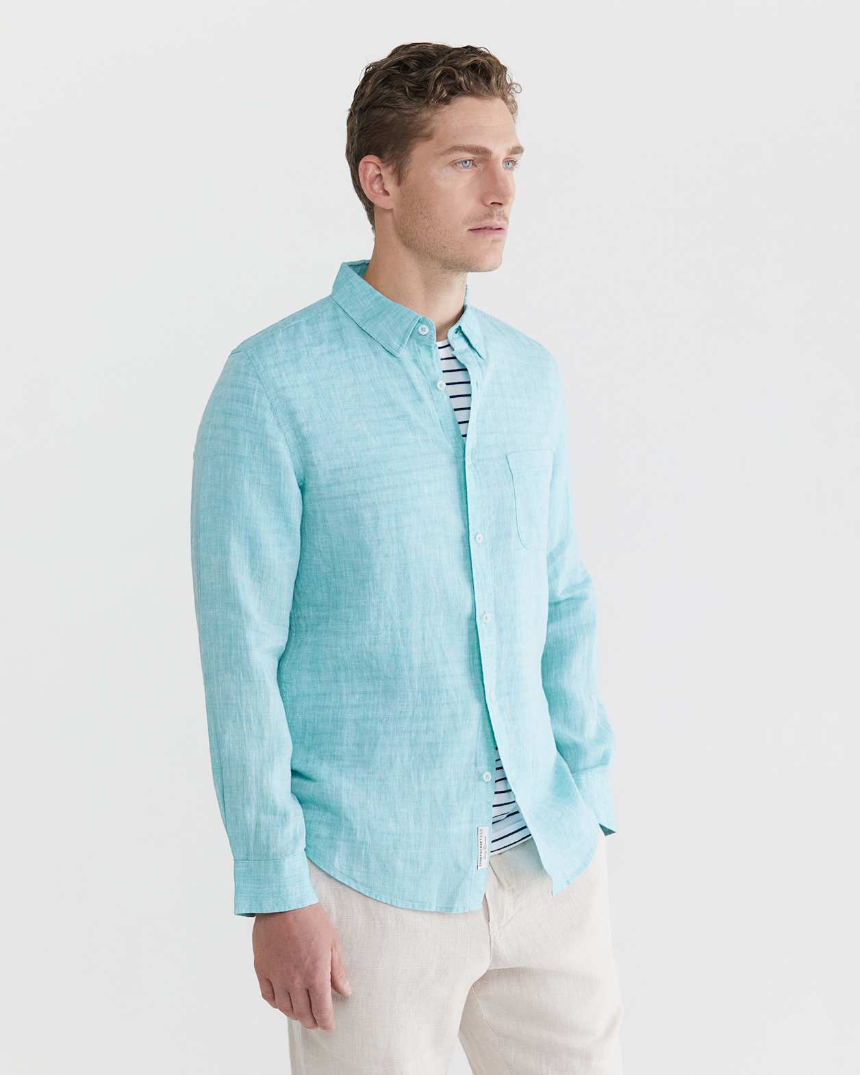 Yard Dyed Linen Shirt in TEAL