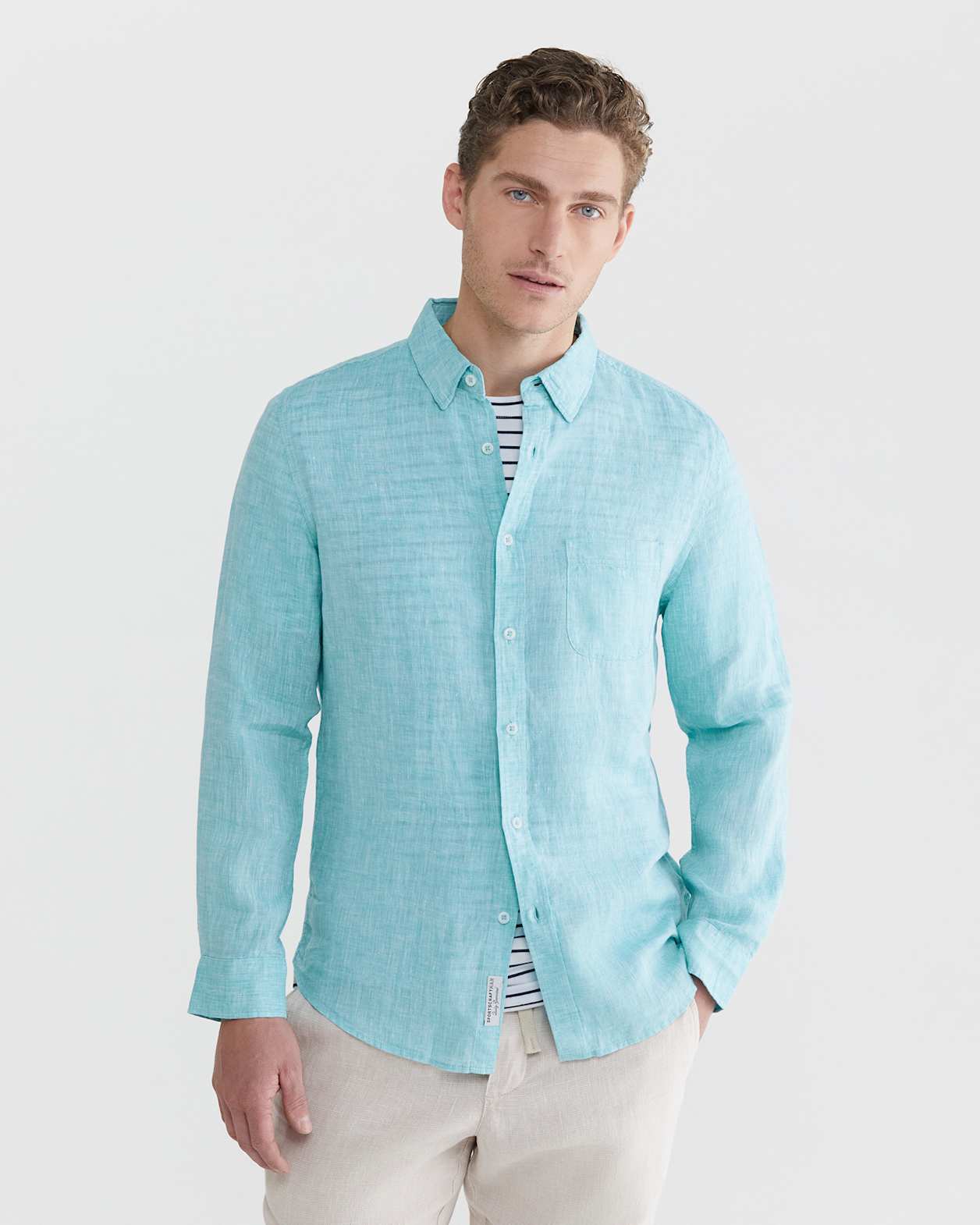 Yard Dyed Linen Shirt in TEAL