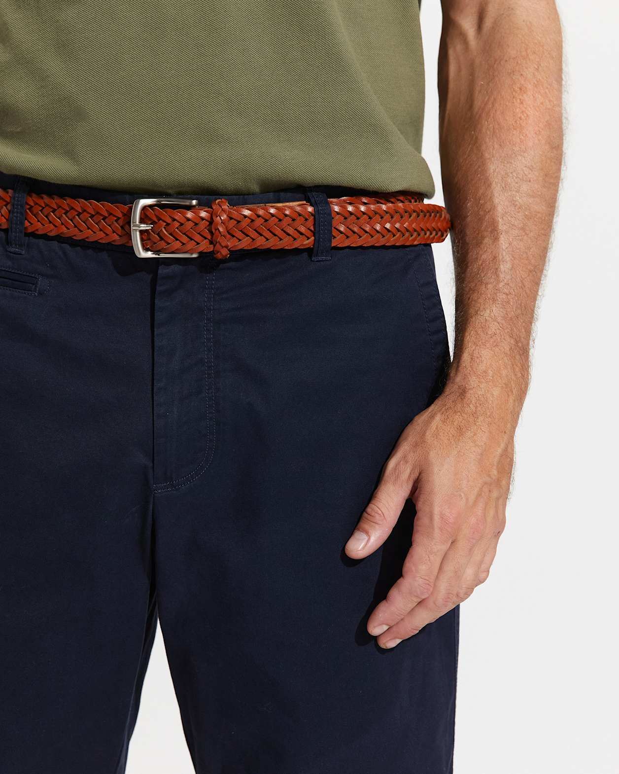 Apollo Woven Leather Belt in TAN