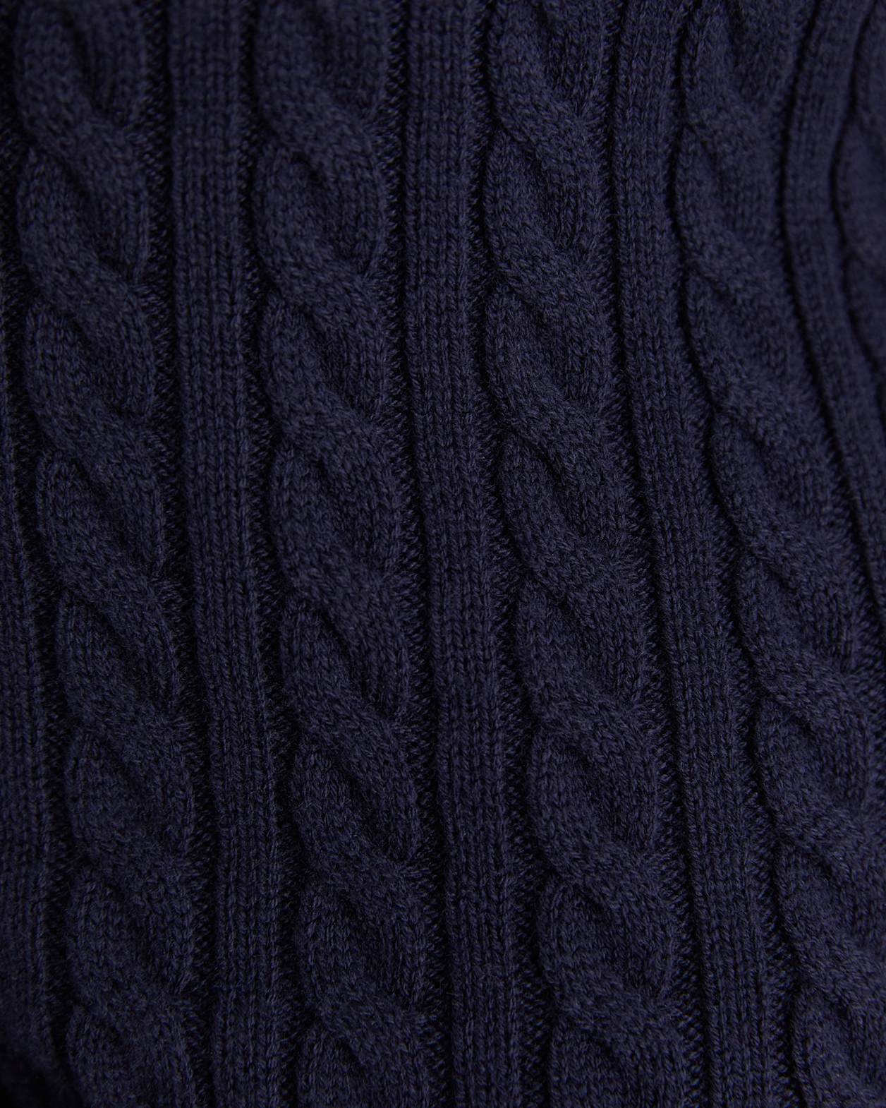 Cable Merino Cotton Cardigan in NAVY
