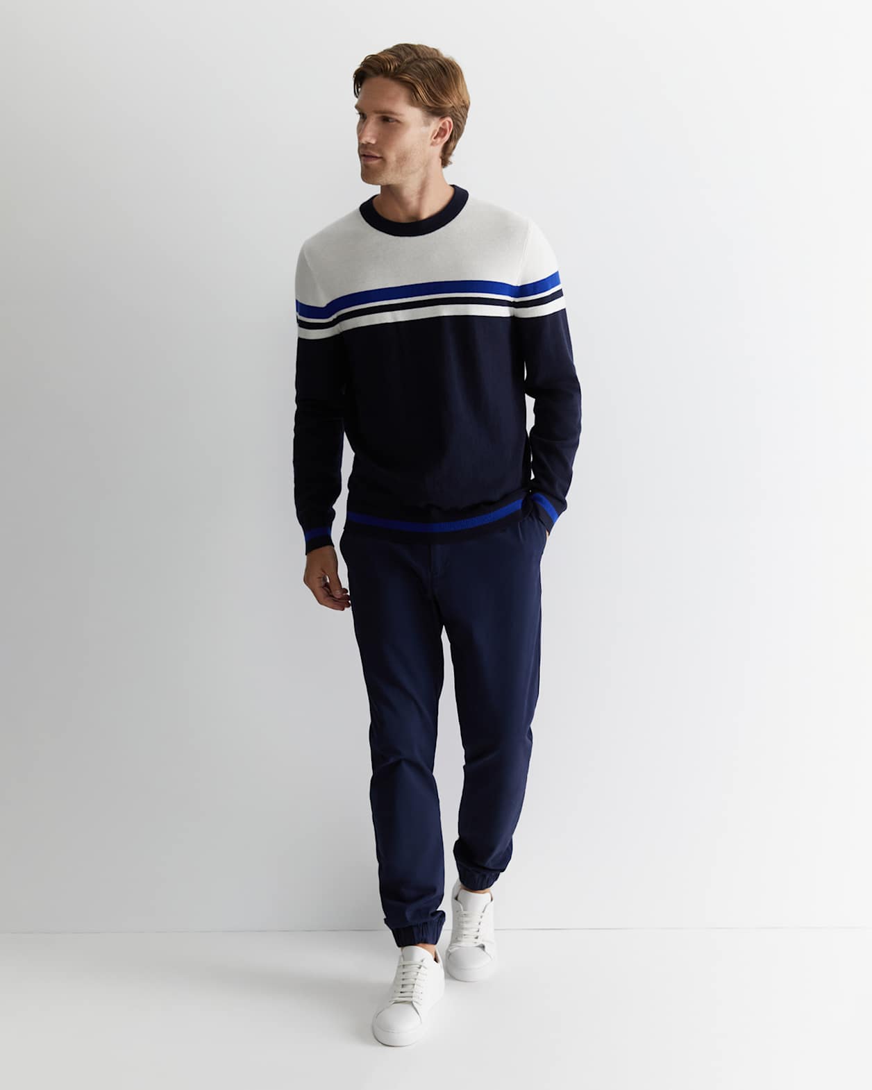 Burwood Crew Neck Knit in NAVY MULTI