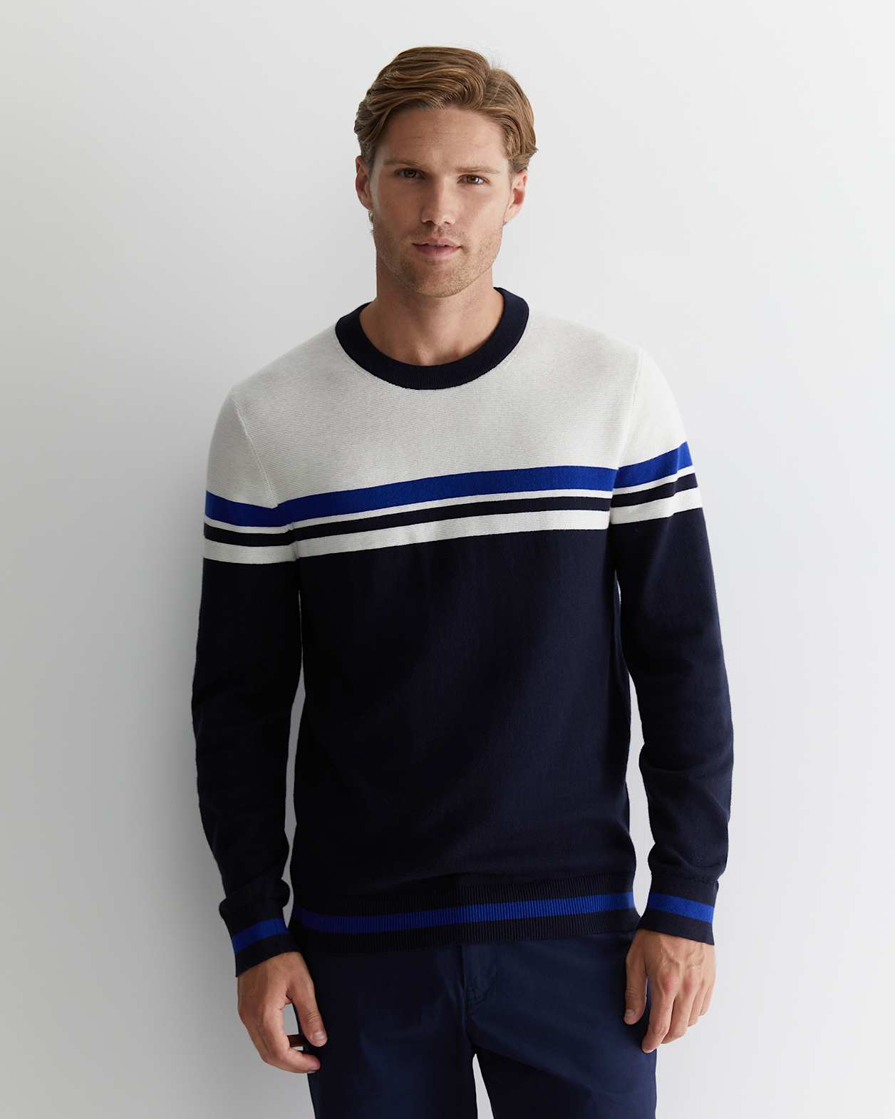Burwood Crew Neck Knit in NAVY MULTI