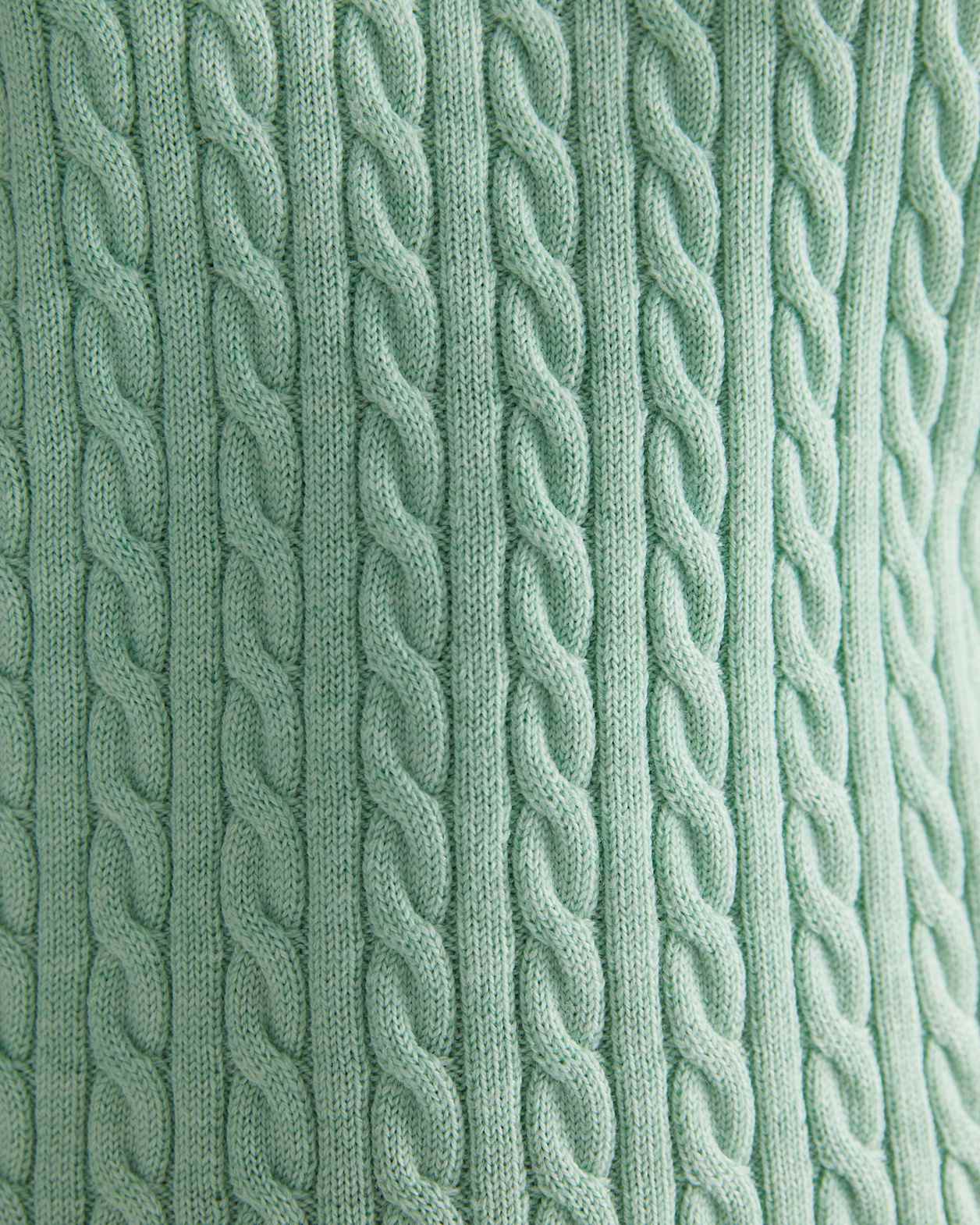 Merino Wool Baby Cable Sweater in MINT