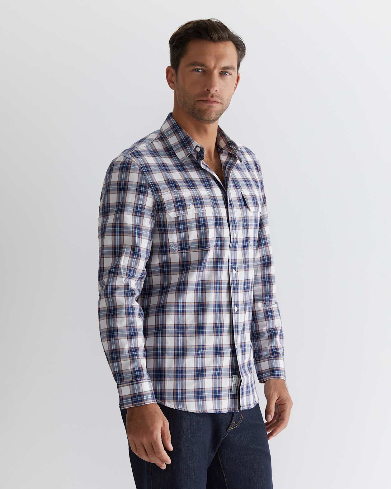 Callam Check Shirt in NAVY MULTI