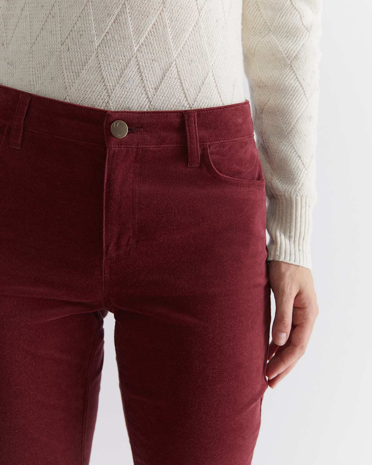 Cleo Velvet Pant in WINE