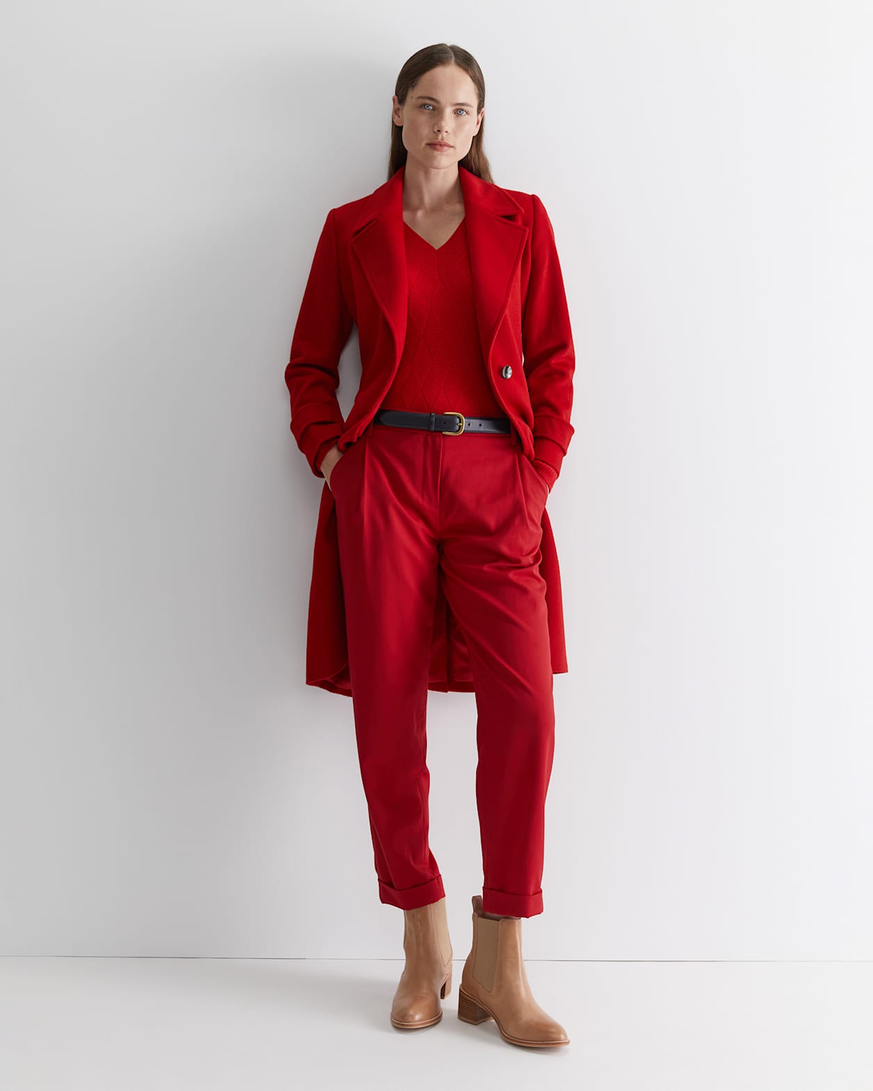 Mia Wool Pant in RED