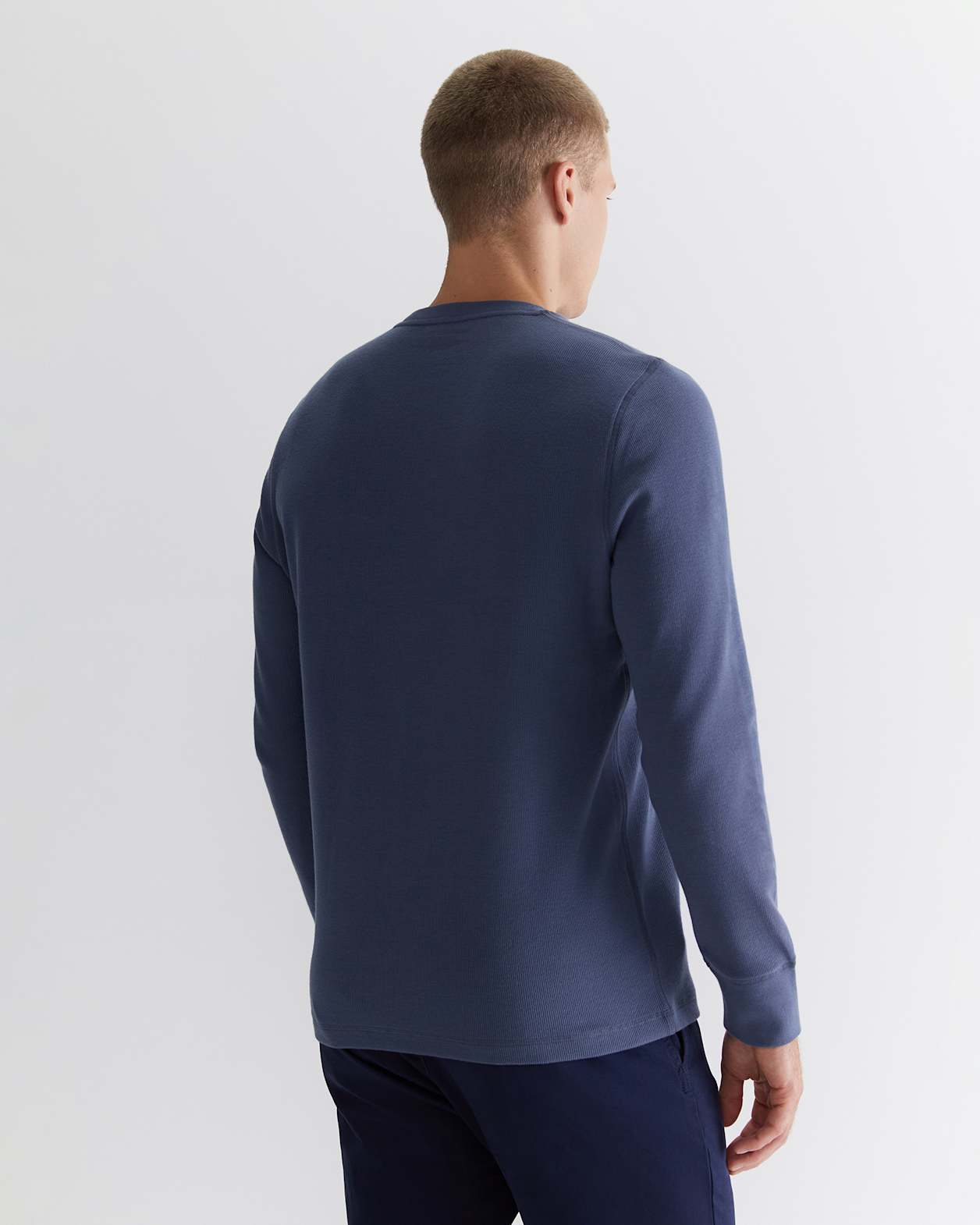 Willcath Textured Long Sleeve Tee in STEEL BLUE