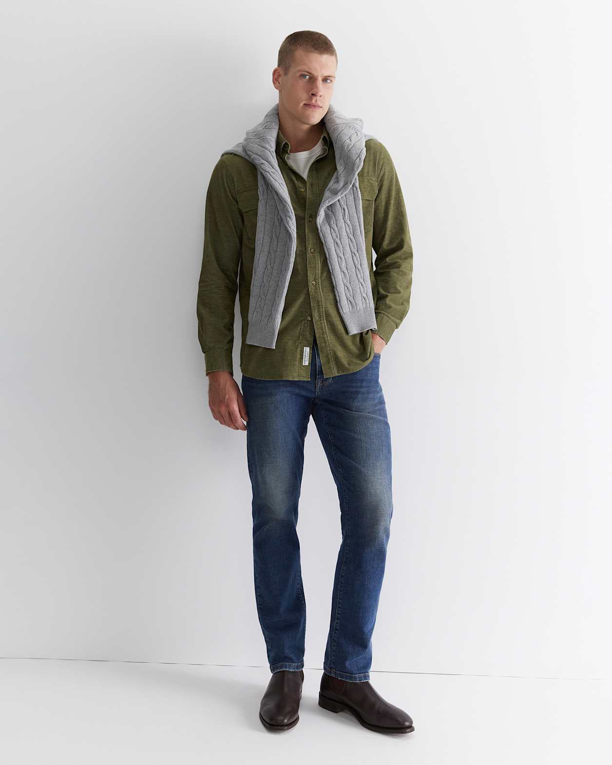 Cullen Cord Shirt in MOSS