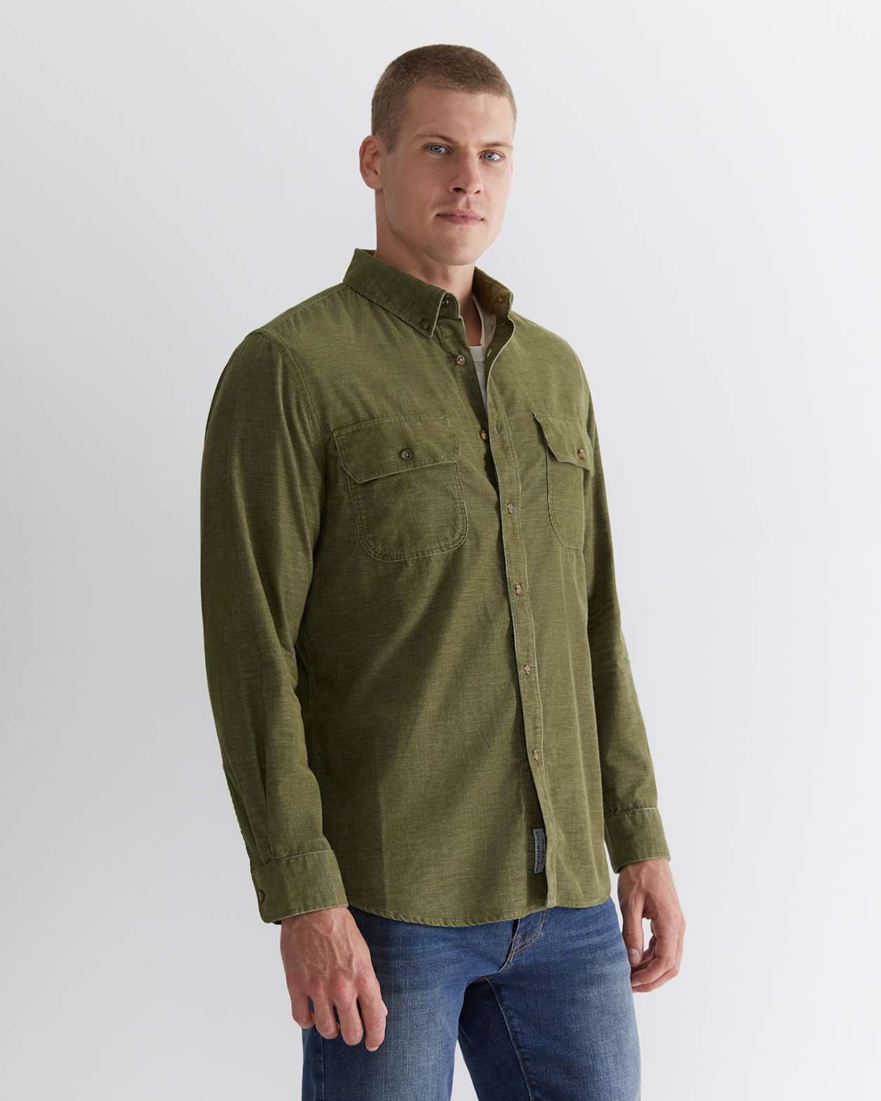 Cullen Cord Shirt in MOSS