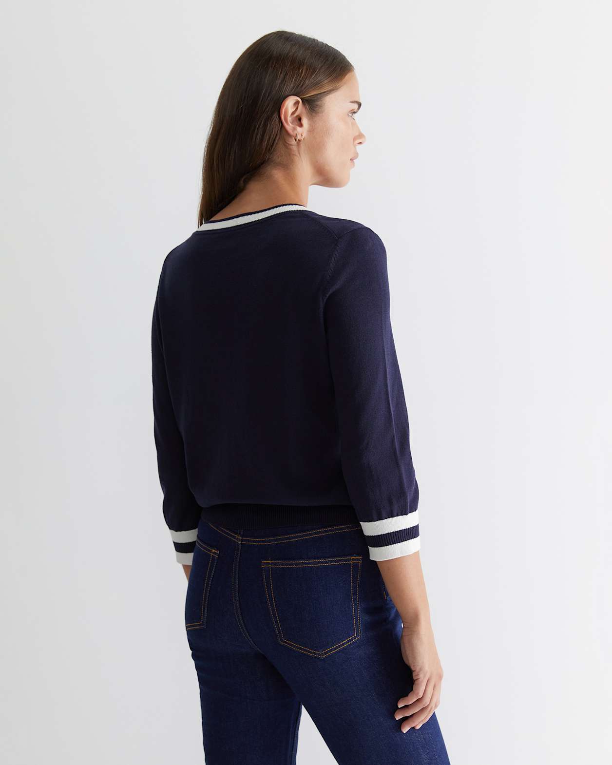 Alphine Silk Blend Knit Top in NAVY MULTI