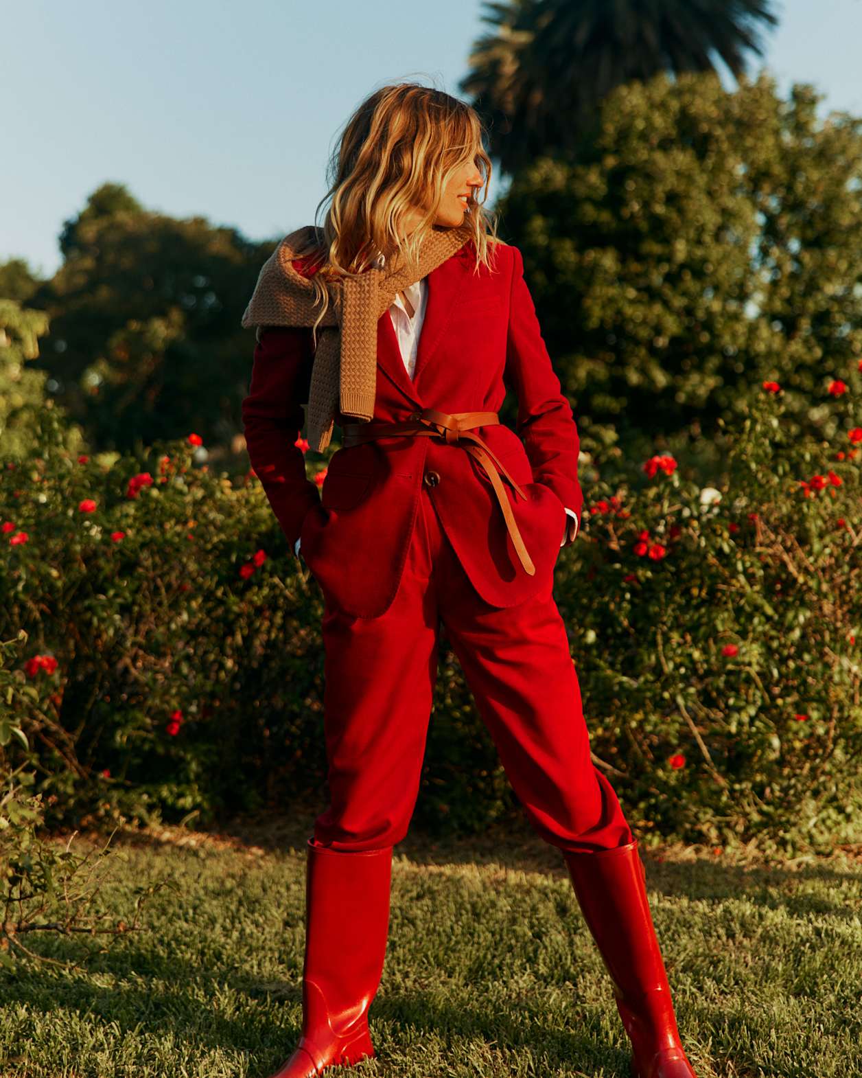 Mia Wool Pant in RED