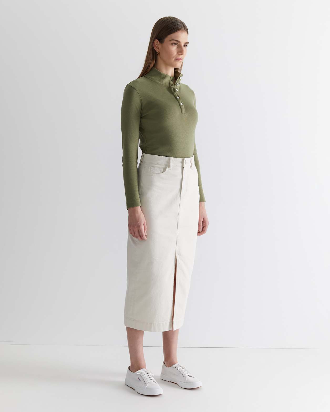 Gabi Midi Skirt in ECRU