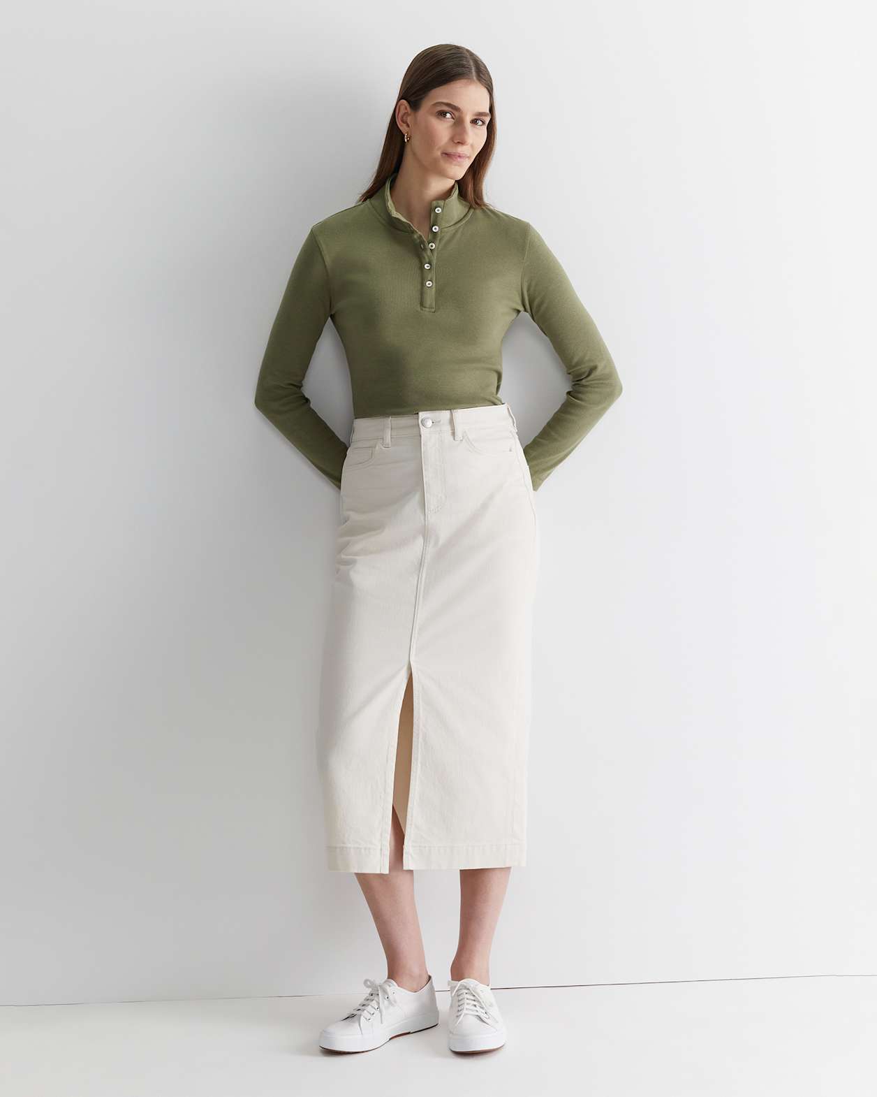 Gabi Midi Skirt in ECRU