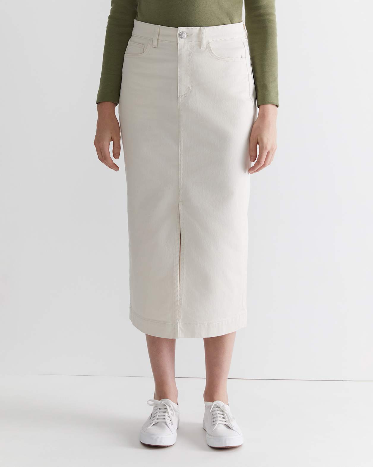 Gabi Midi Skirt in ECRU