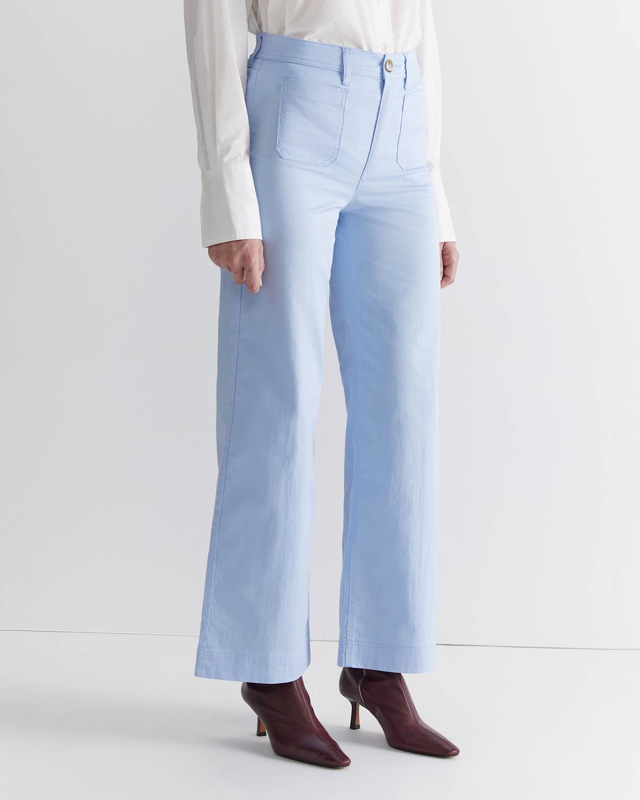 Evie Wide Leg Pant in PALE BLUE