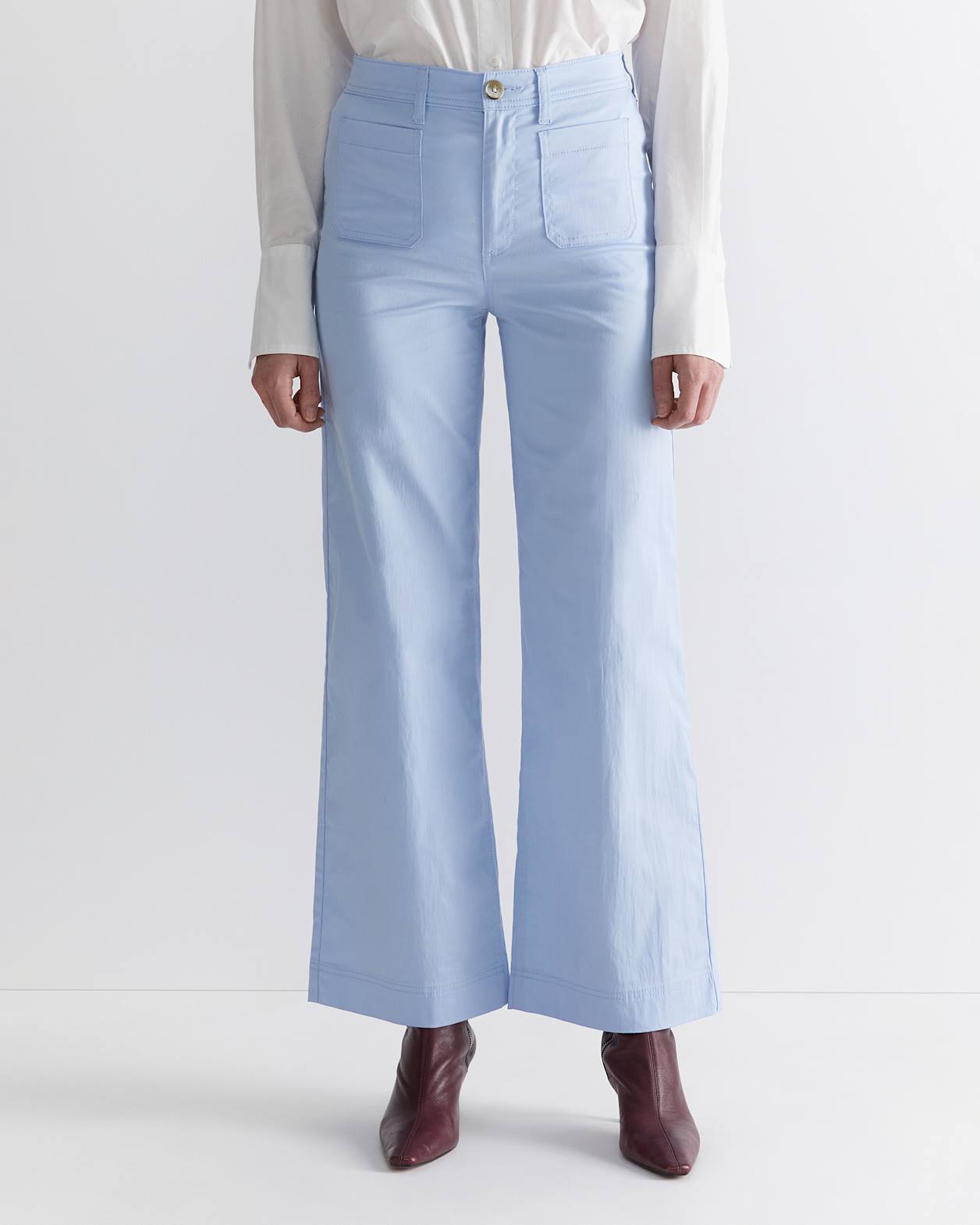 Evie Wide Leg Pant in PALE BLUE